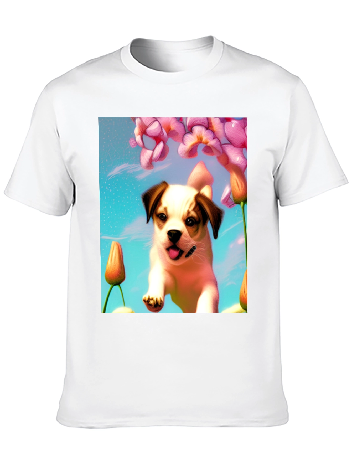 Dog & Flower Graphic T-Shirt