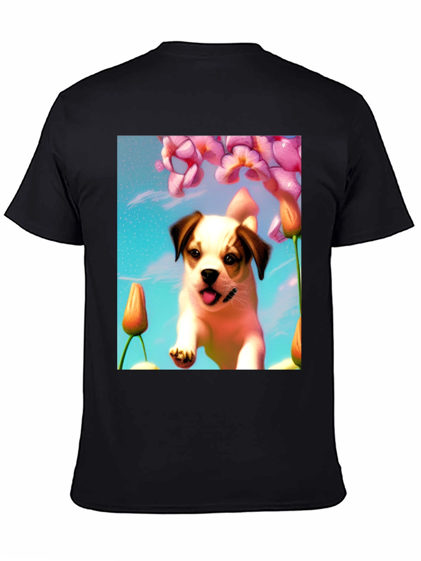 Dog & Flower Graphic T-Shirt