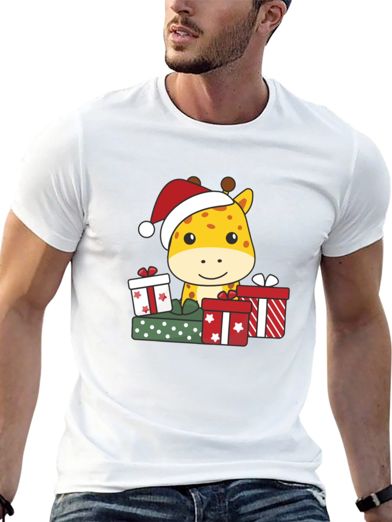 Festive Giraffe Christmas T-Shirt