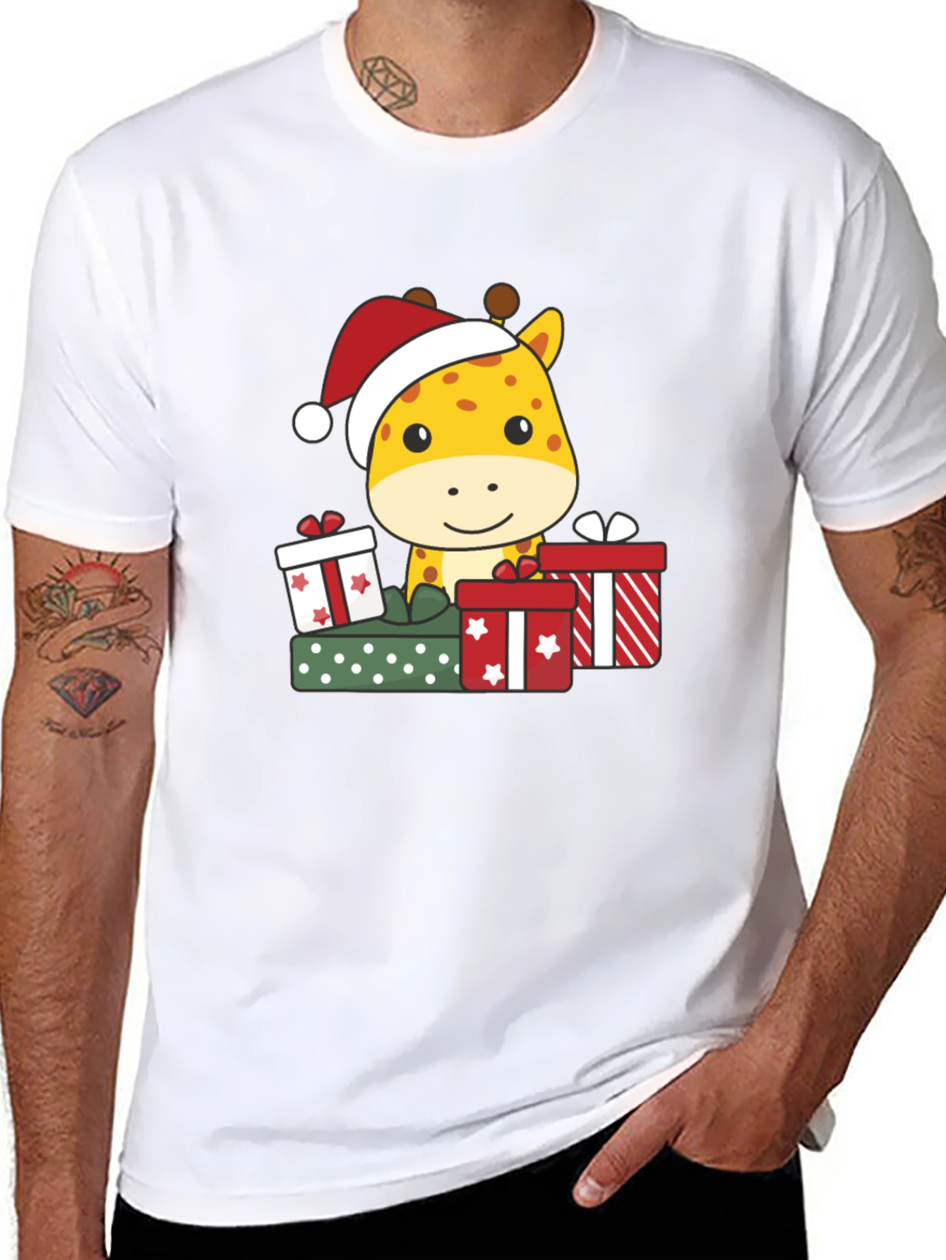 Festive Giraffe Christmas T-Shirt