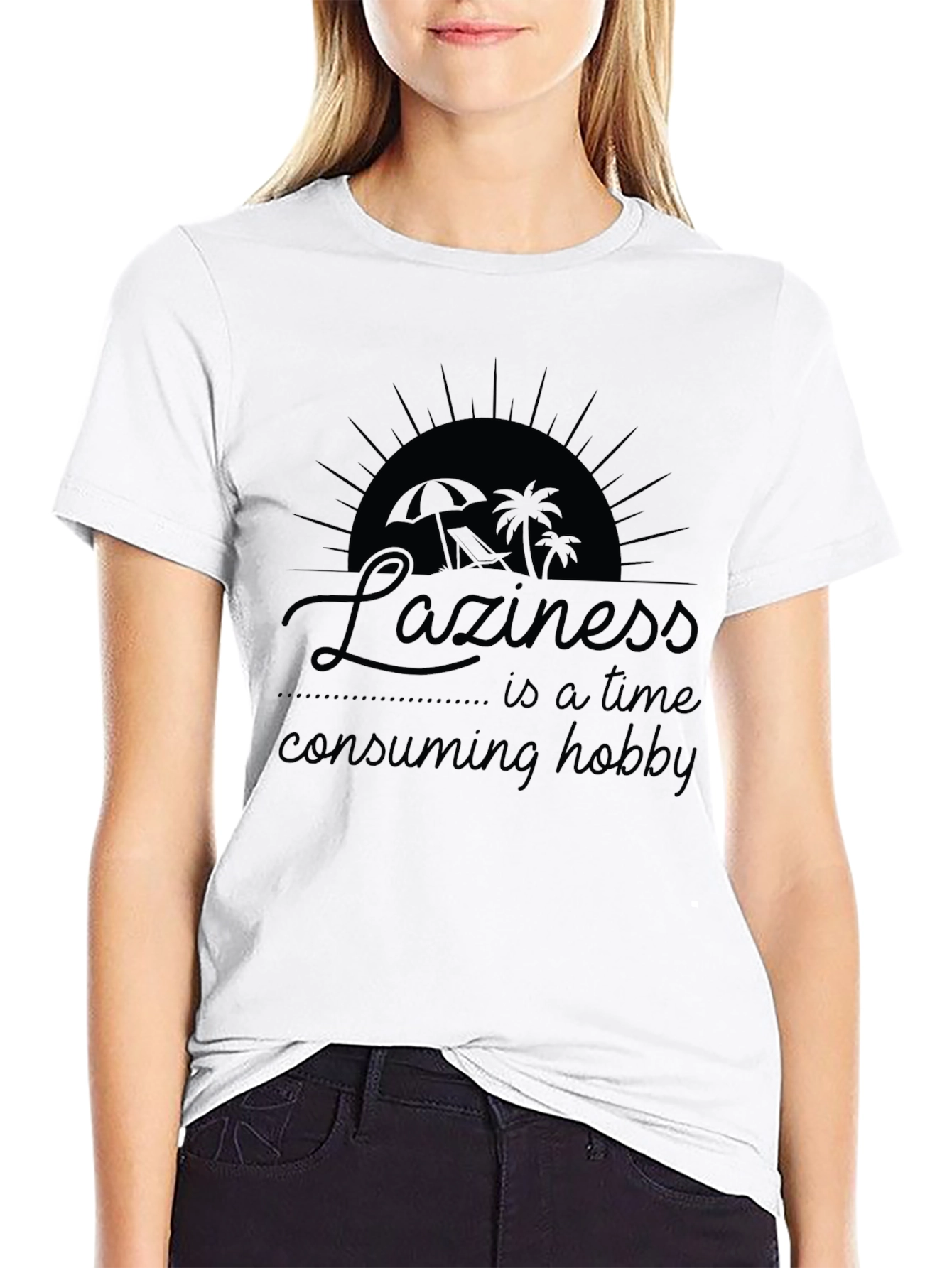 Laziness Hobby Black Graphic T-Shirt