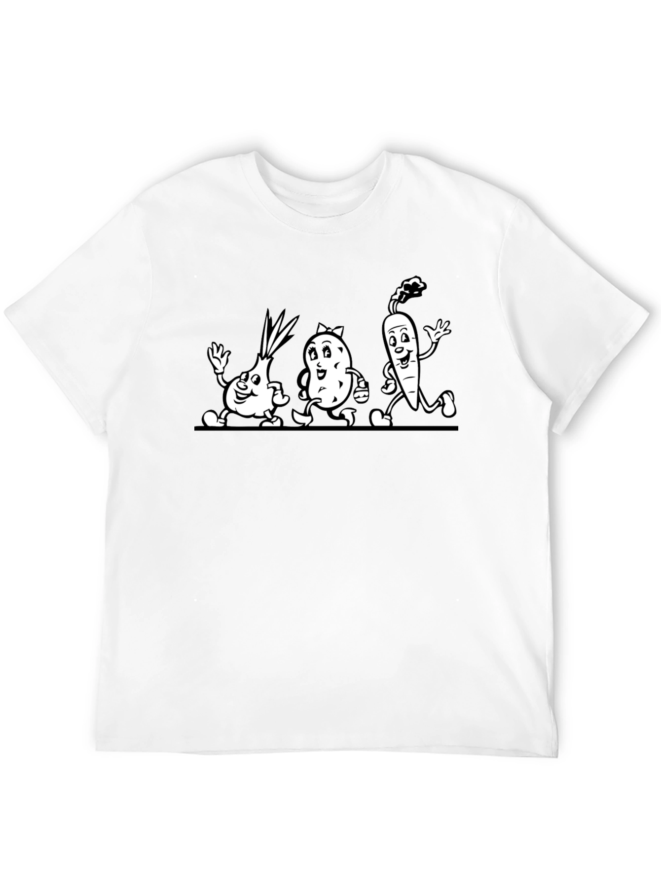 Cartoon Veggie Crew Black T-Shirt