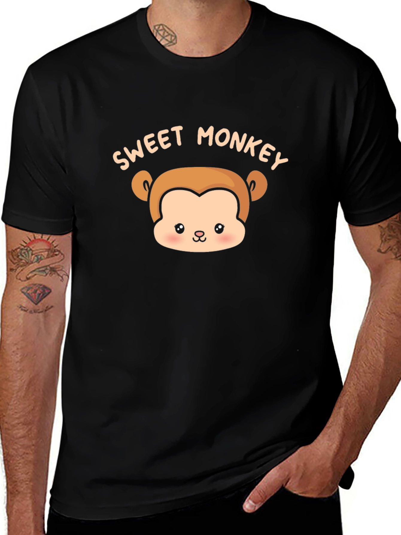 Sweet Monkey Graphic Tee - Unisex Black T-Shirt