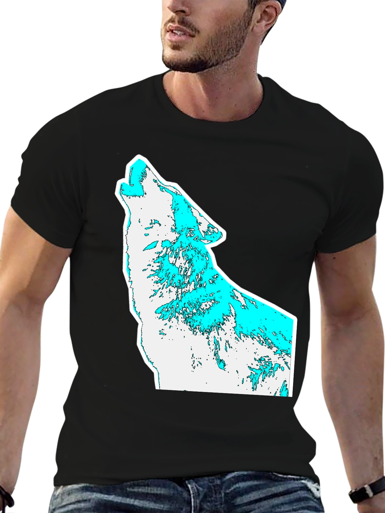 Mens Graphic T-Shirt - Wolf Howl Design