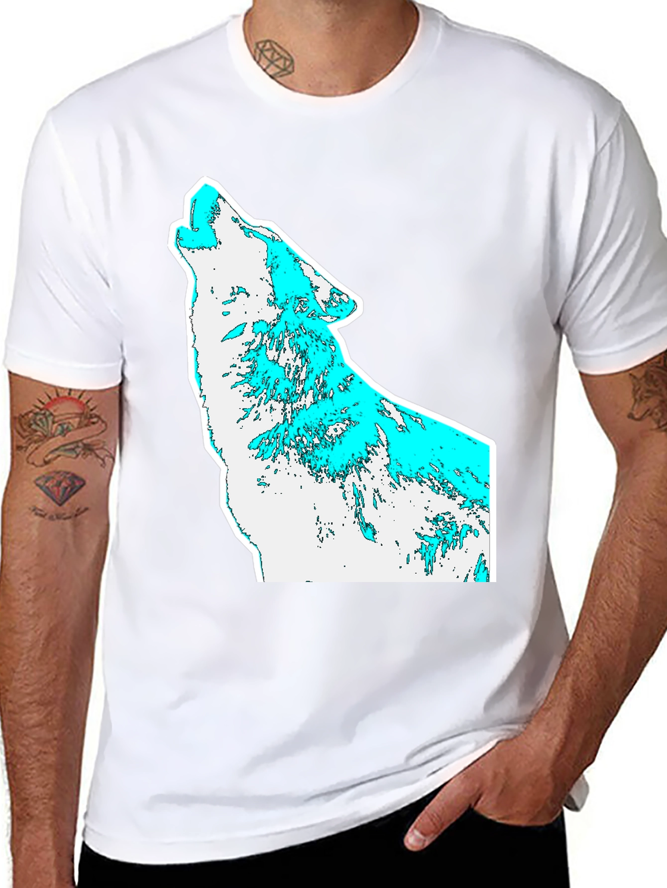 Mens Graphic T-Shirt - Wolf Howl Design