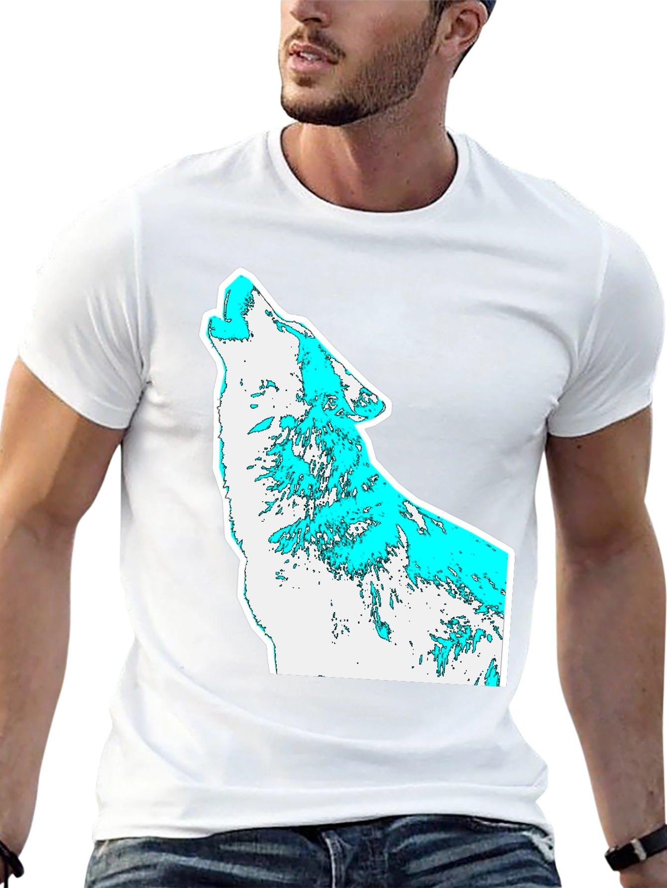 Mens Graphic T-Shirt - Wolf Howl Design