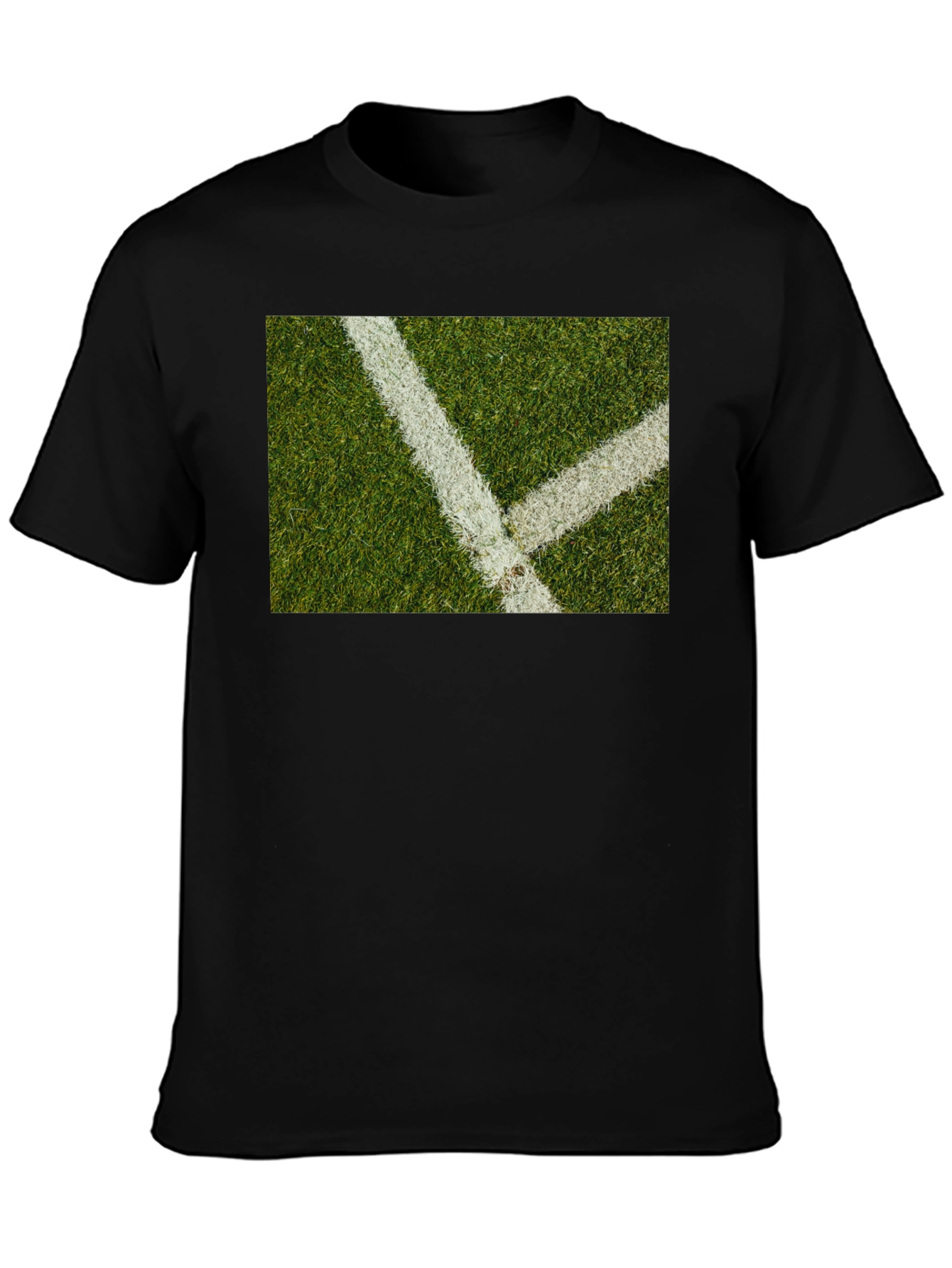 Grass Field Lines Black T-Shirt