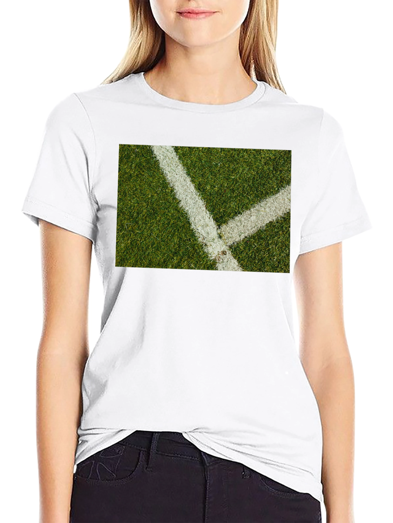 Grass Field Lines Black T-Shirt