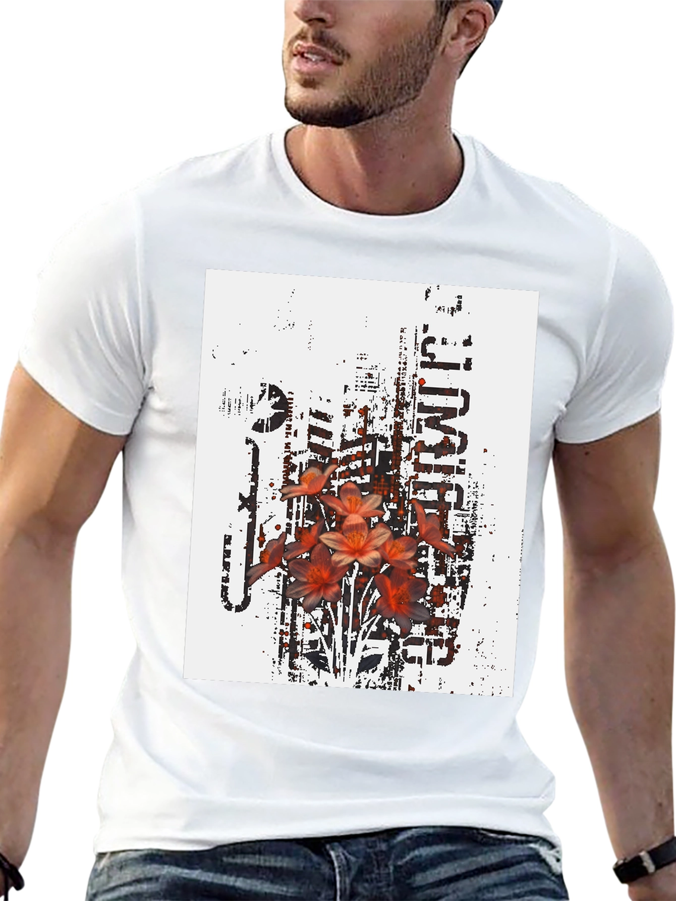 Edgy Floral Graphic T-Shirt