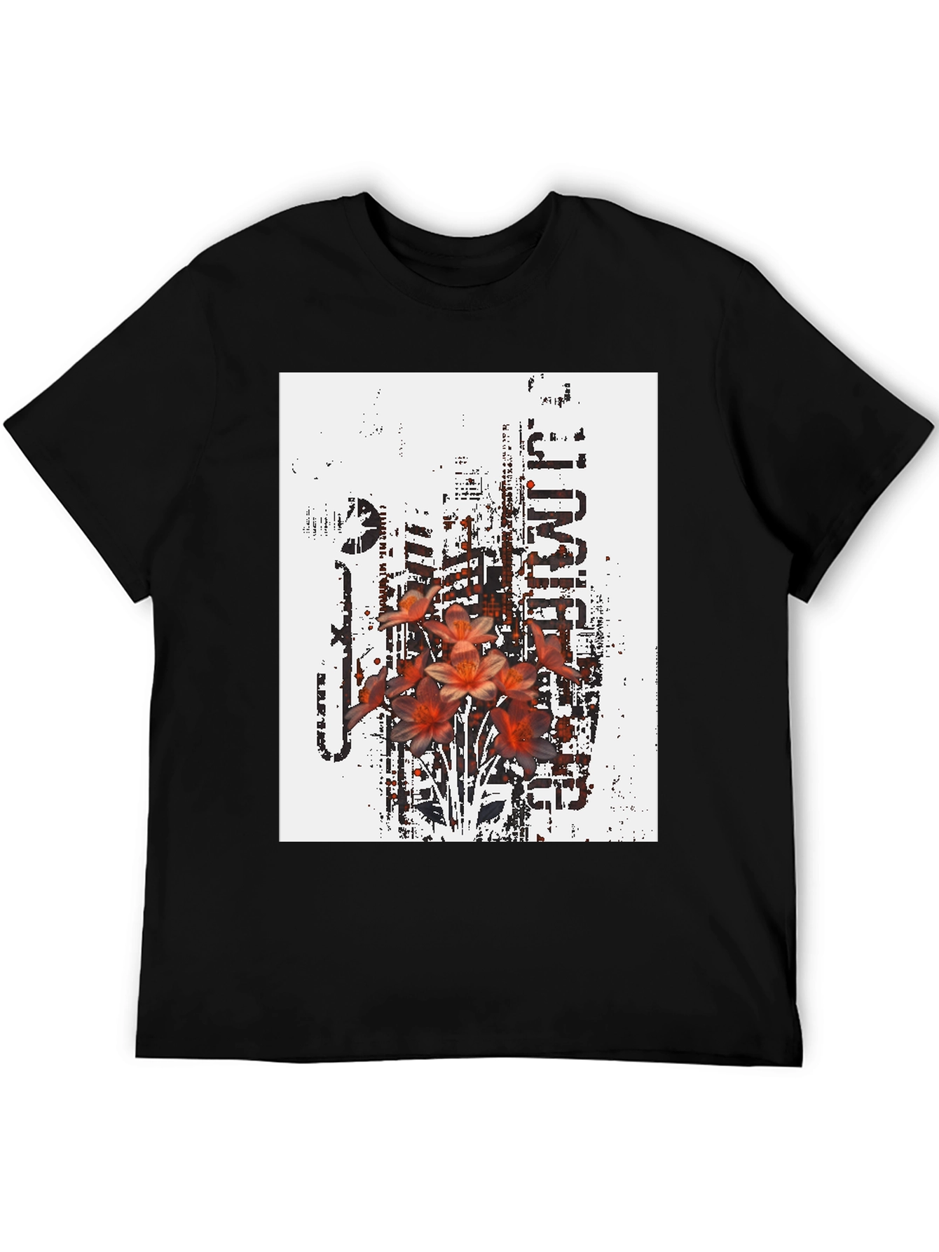 Edgy Floral Graphic T-Shirt