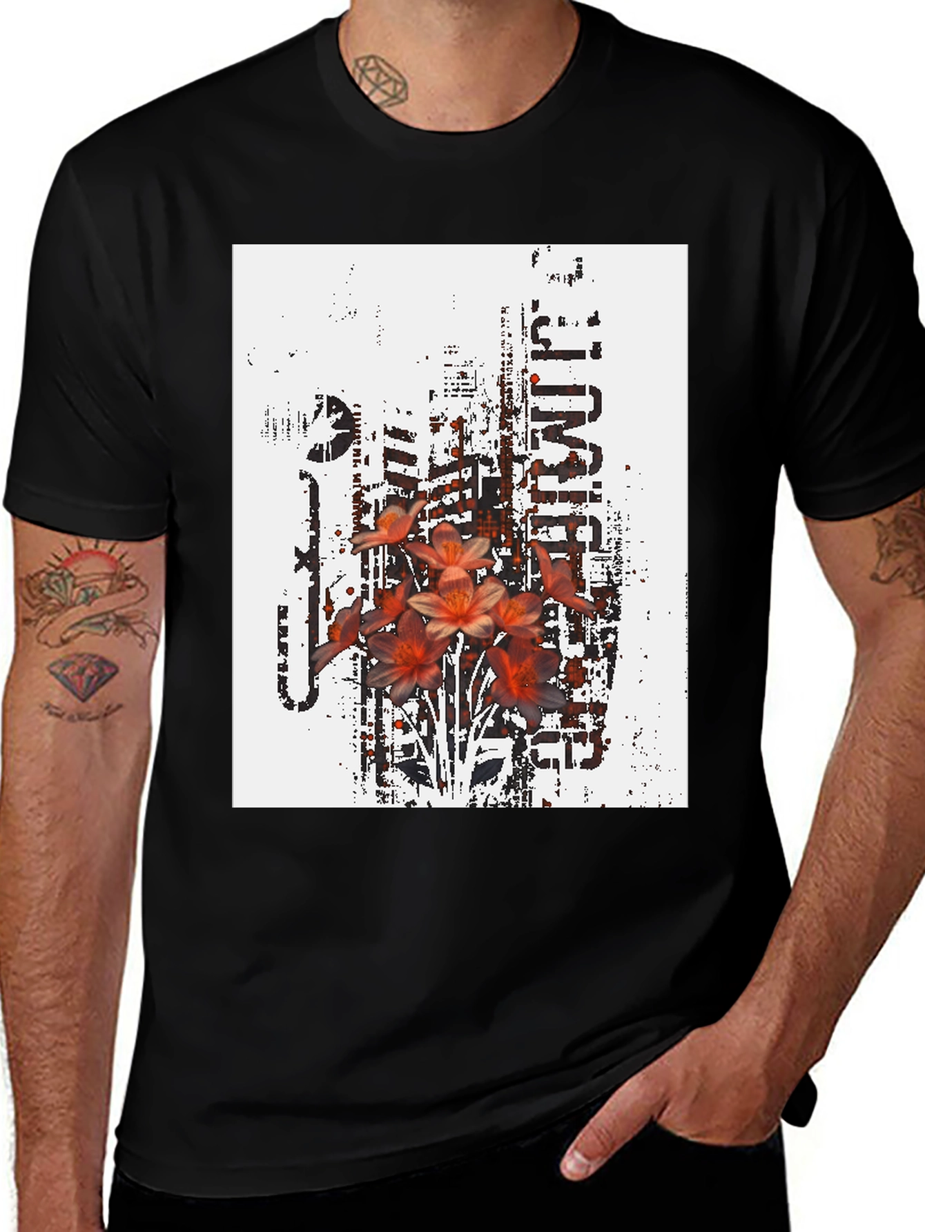 Edgy Floral Graphic T-Shirt