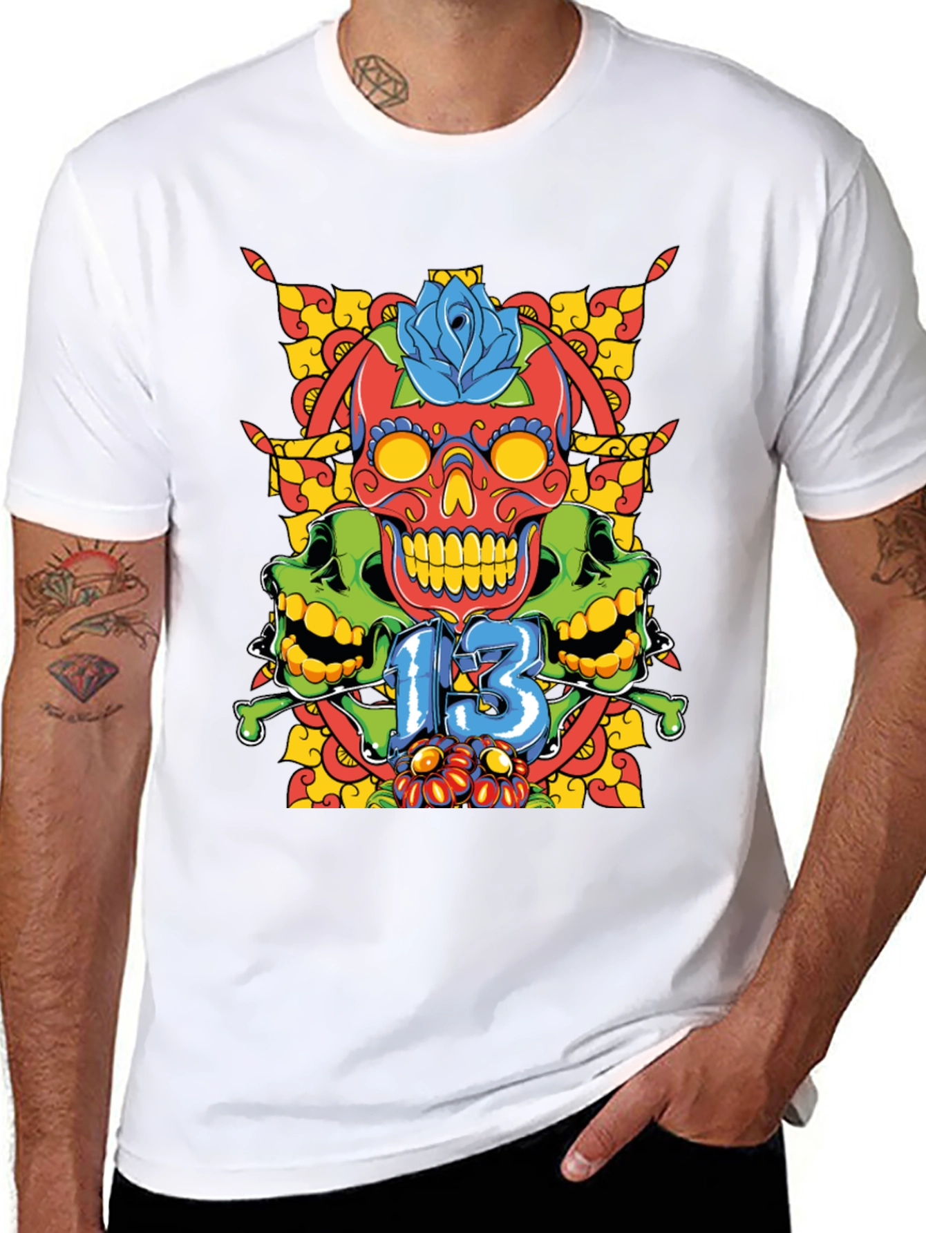 Skull 13 Graphic Tee - Mens Black T-Shirt