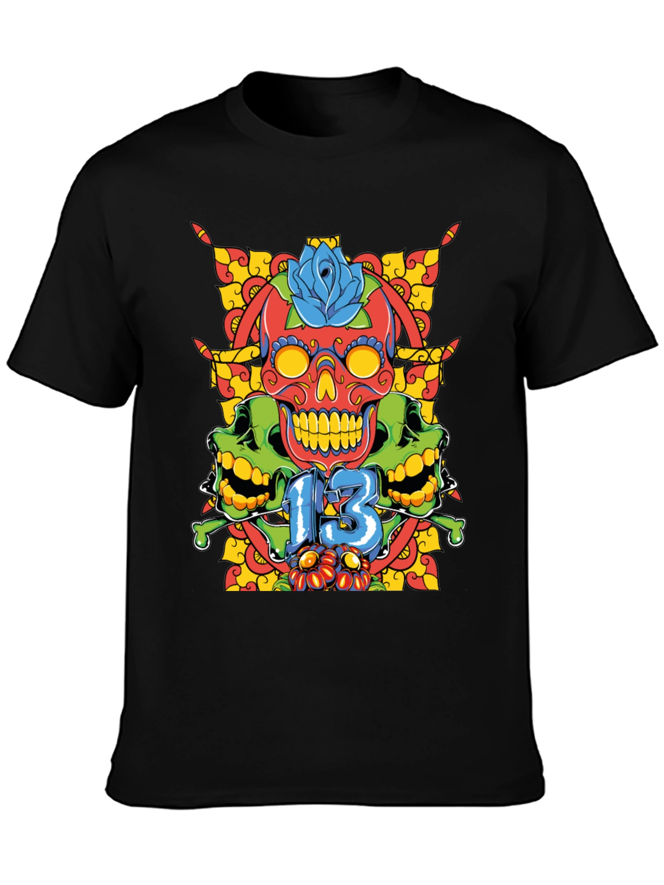 Skull 13 Graphic Tee - Mens Black T-Shirt