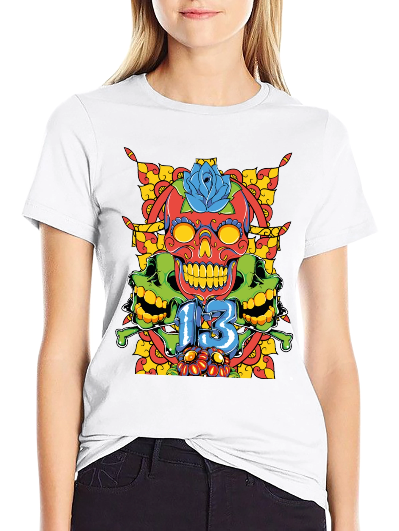 Skull 13 Graphic Tee - Mens Black T-Shirt