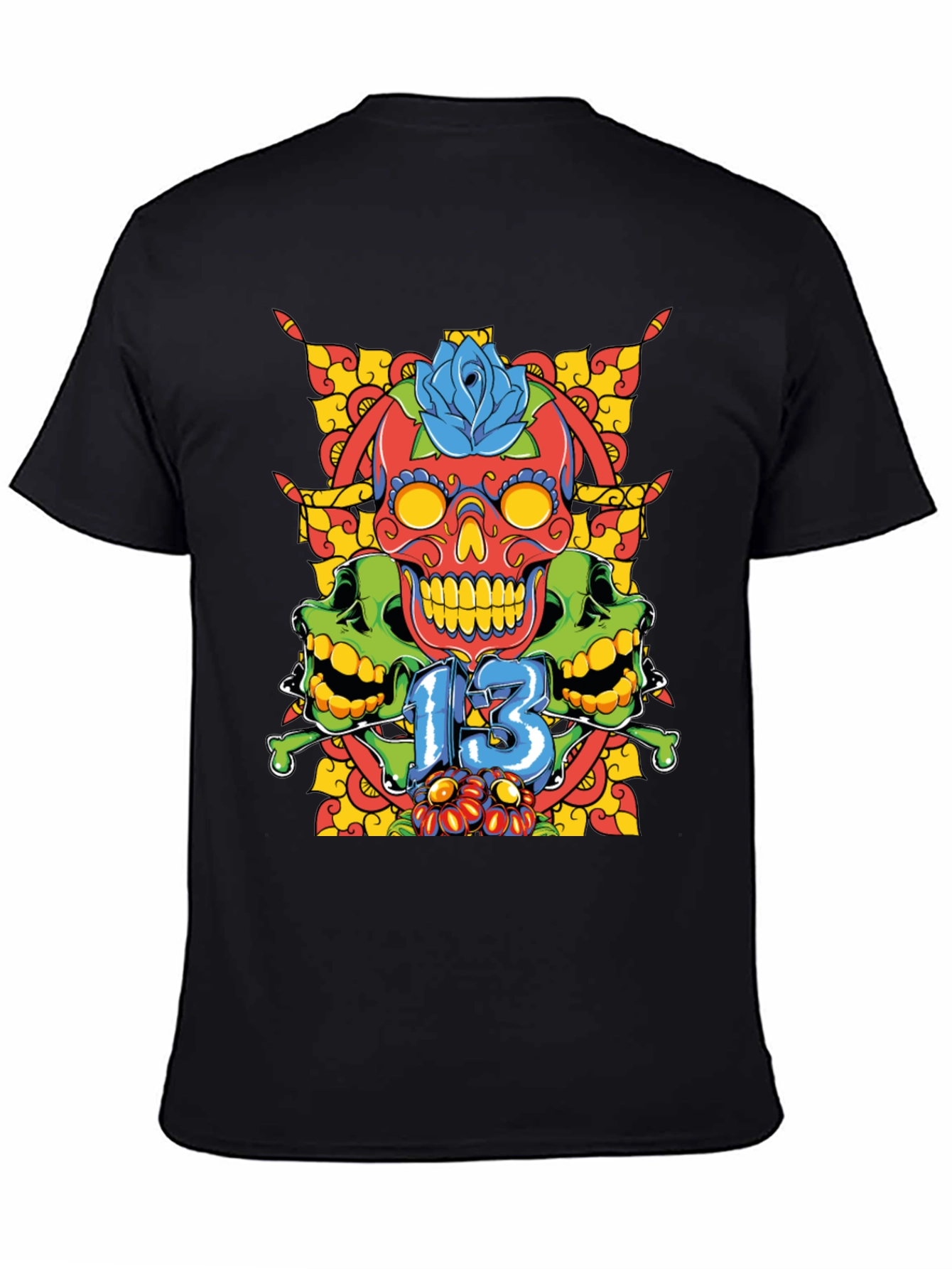 Skull 13 Graphic Tee - Mens Black T-Shirt