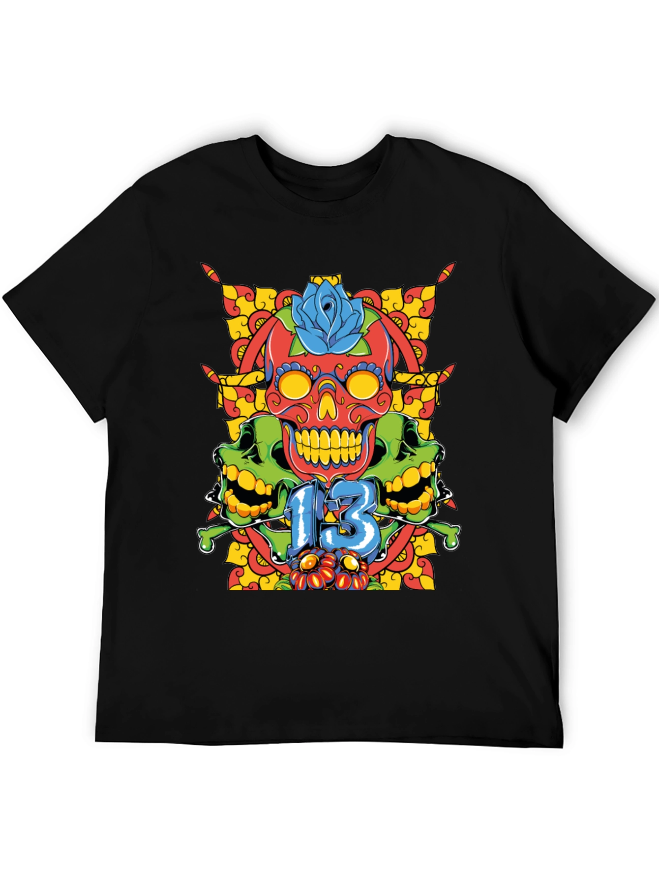 Skull 13 Graphic Tee - Mens Black T-Shirt