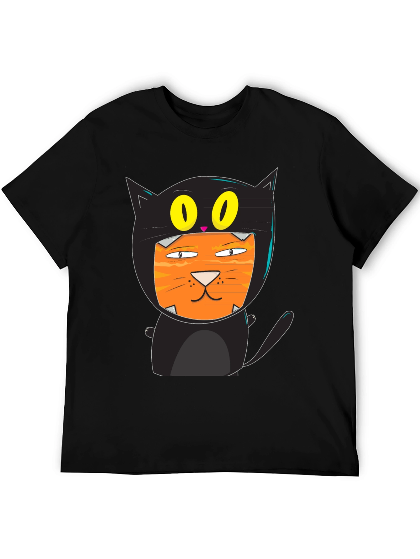 Funny Cat Costume T-Shirt Black Cotton