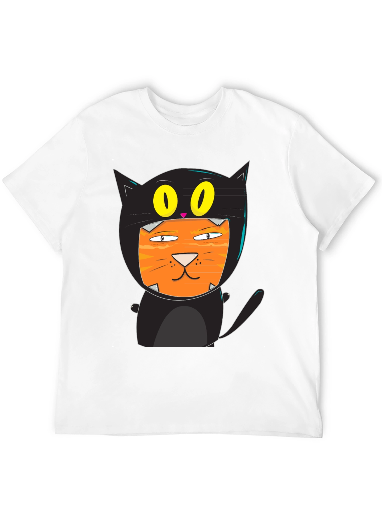 Funny Cat Costume T-Shirt Black Cotton