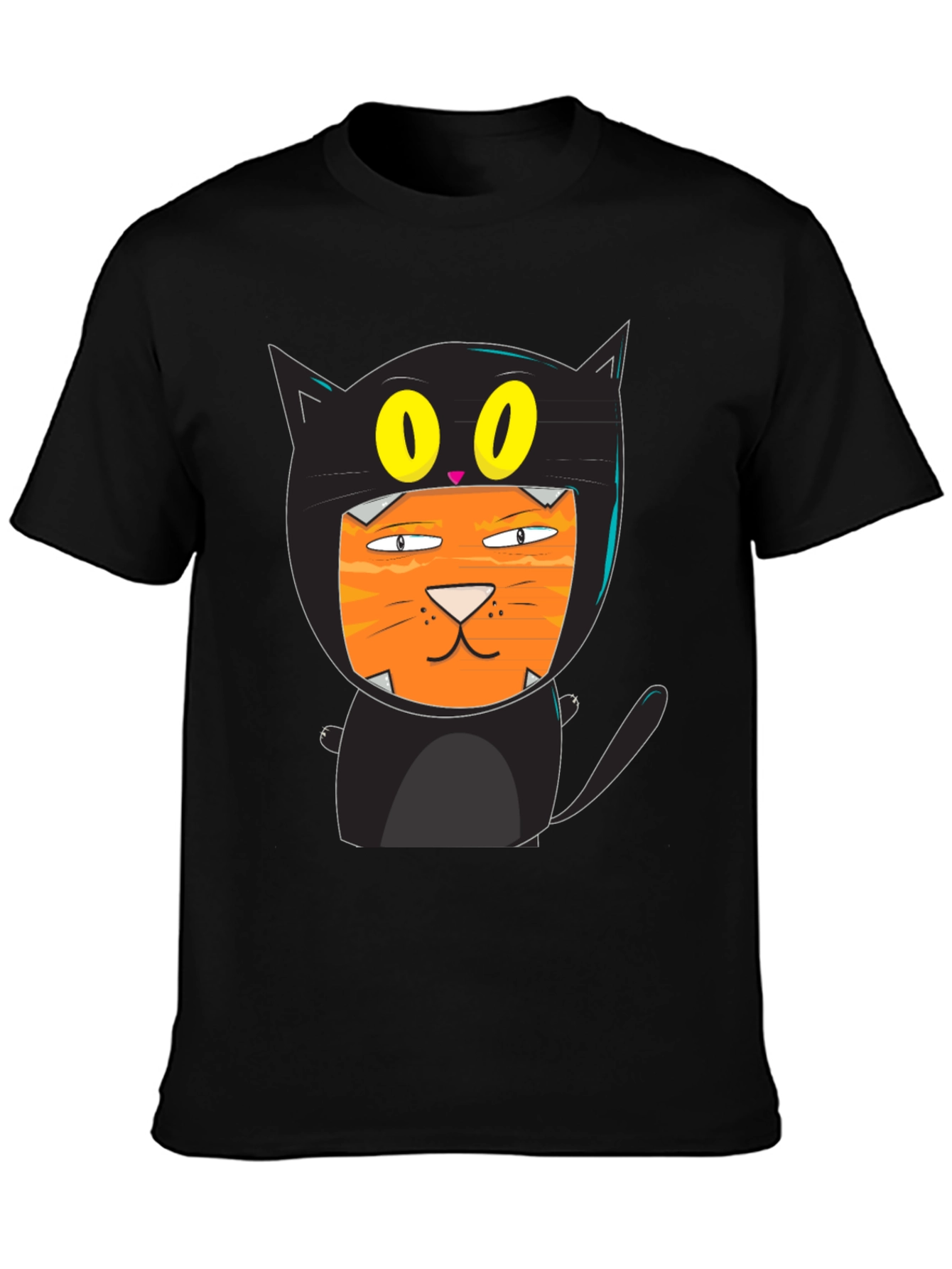 Funny Cat Costume T-Shirt Black Cotton