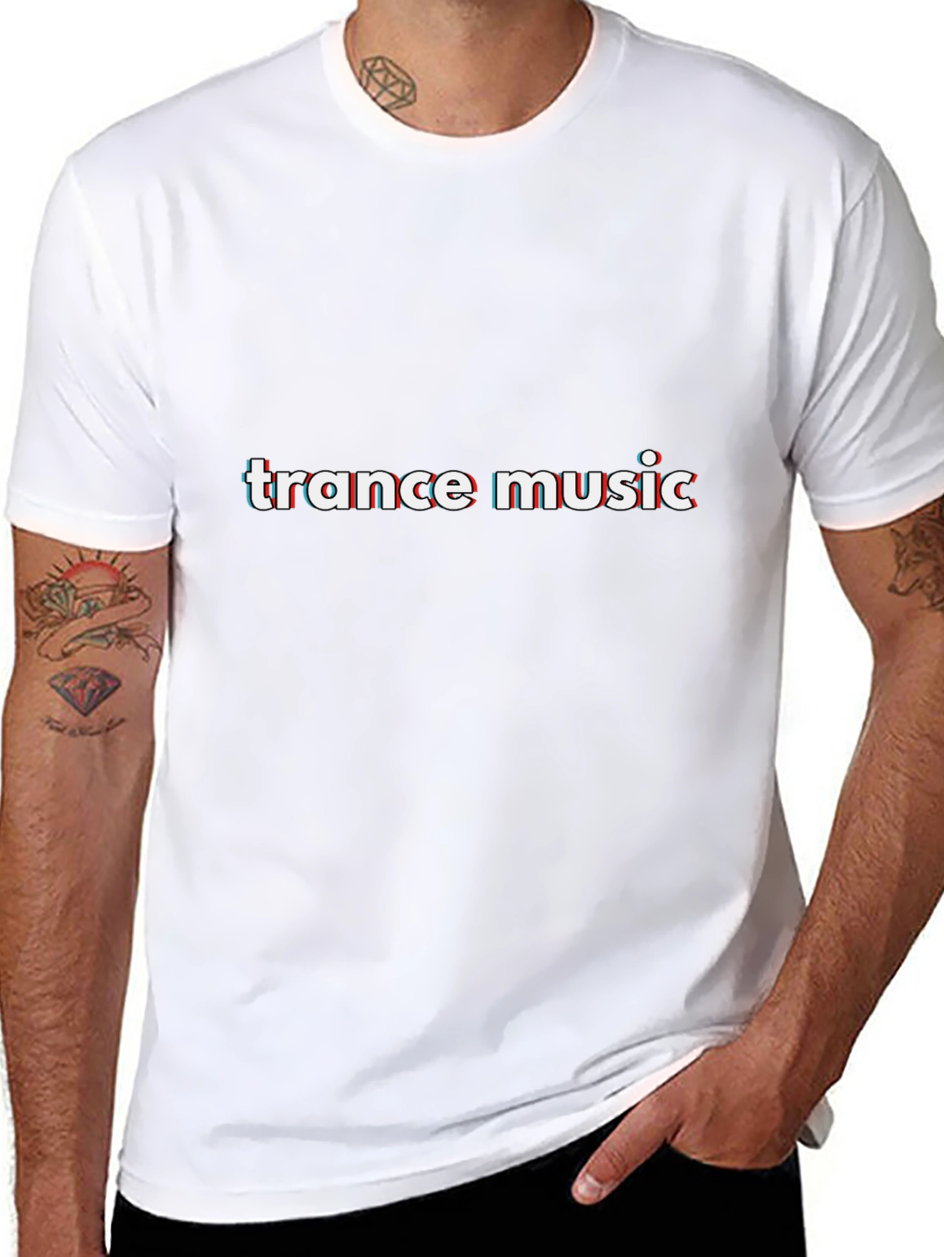 Trance Music Glitch Effect Graphic Tee - Black