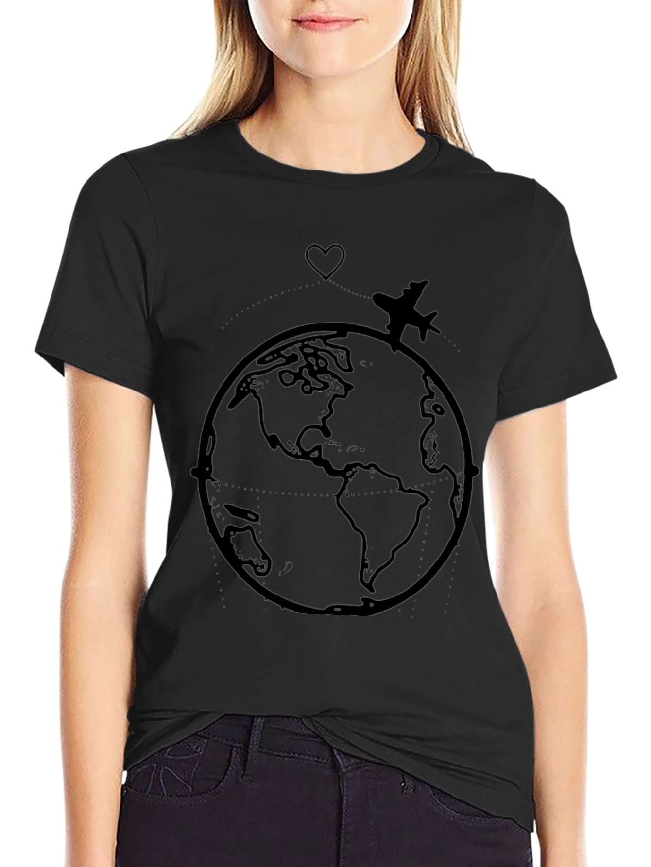 Love to Travel Black Graphic Tee