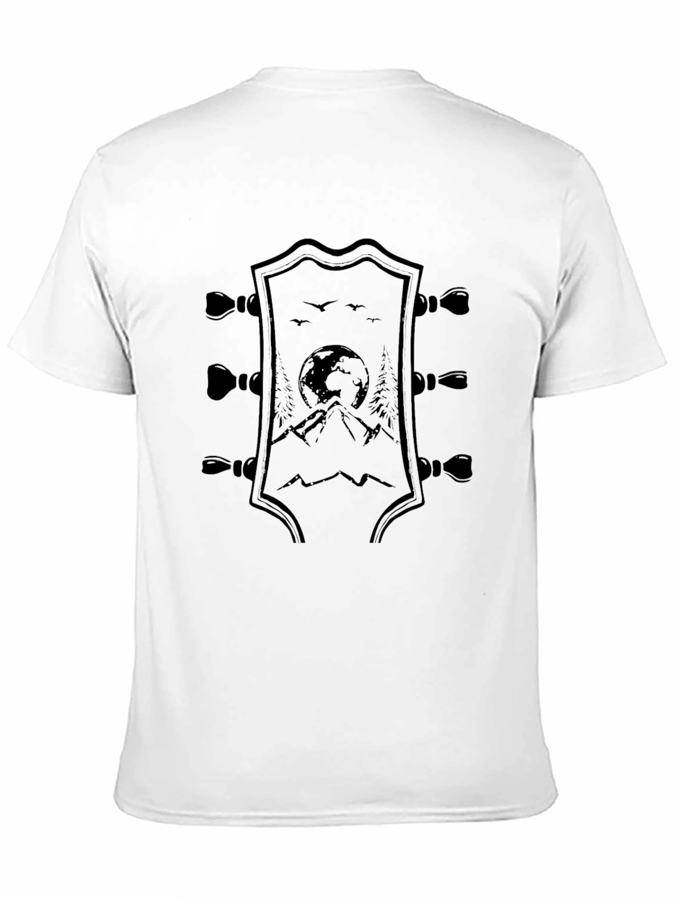 Black Guitar Headstock Mountain Graphic Tee
