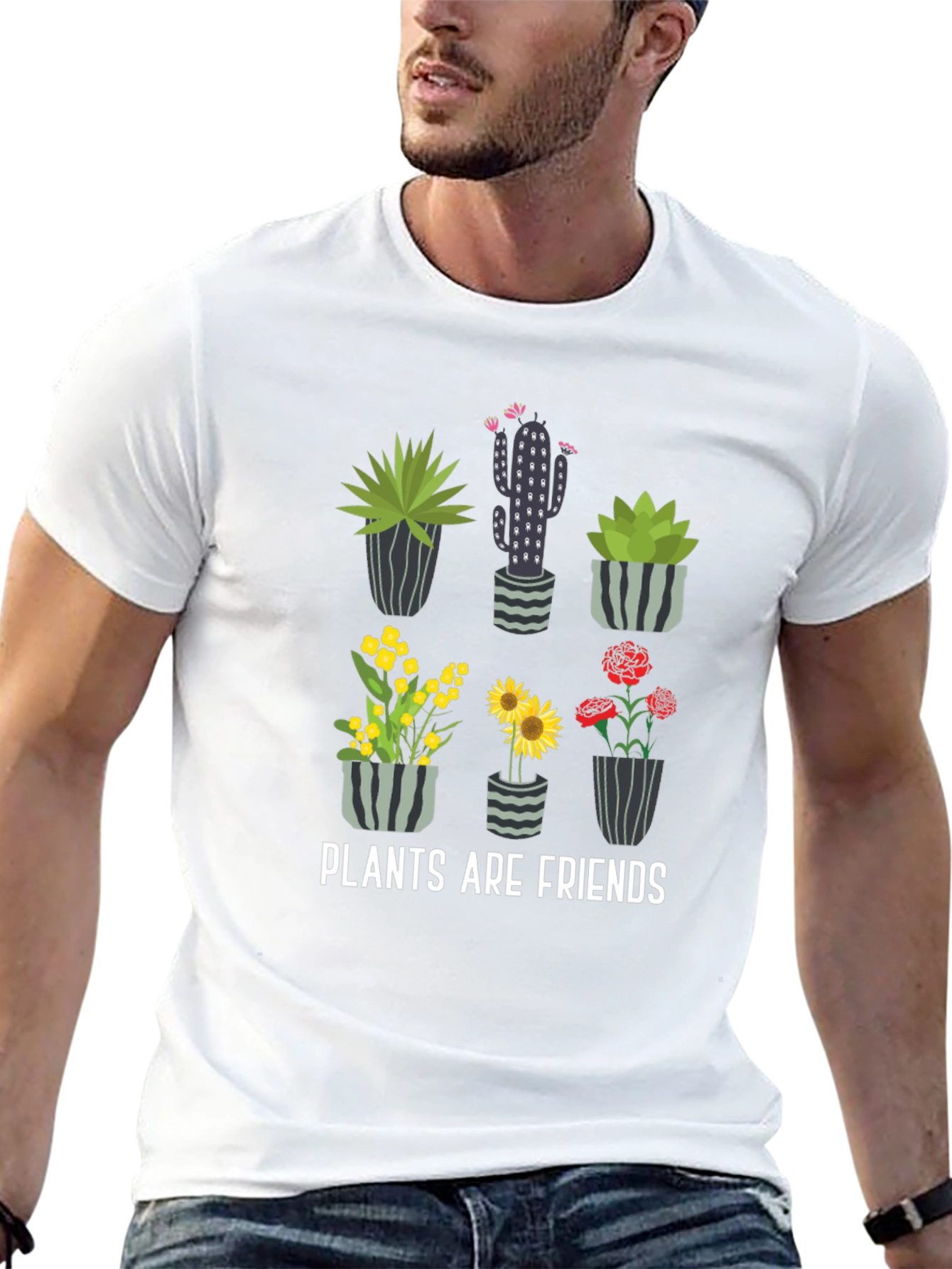 Plants Are Friends Graphic Tee - Stylish Cotton T-Shirt