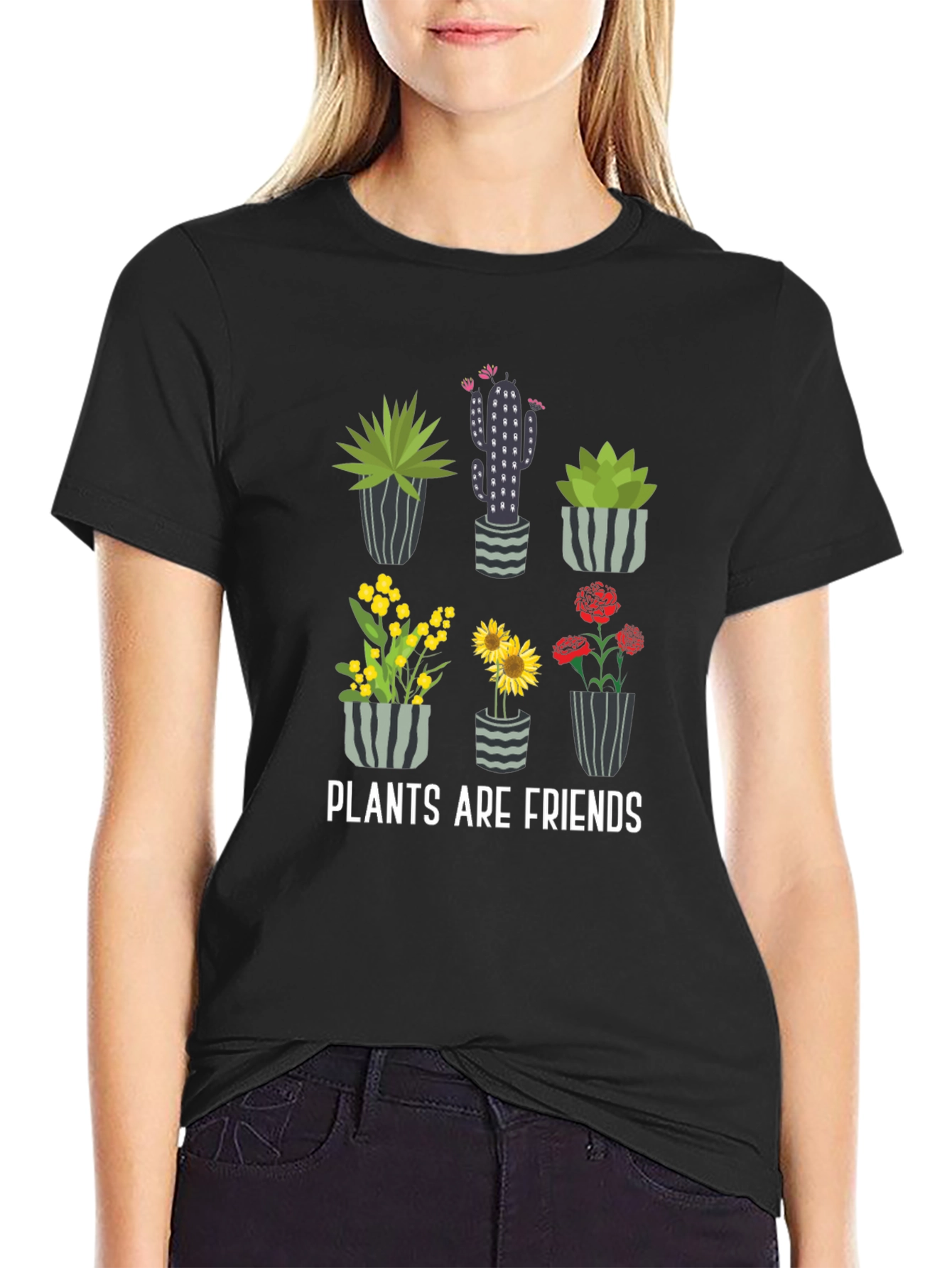 Plants Are Friends Graphic Tee - Stylish Cotton T-Shirt