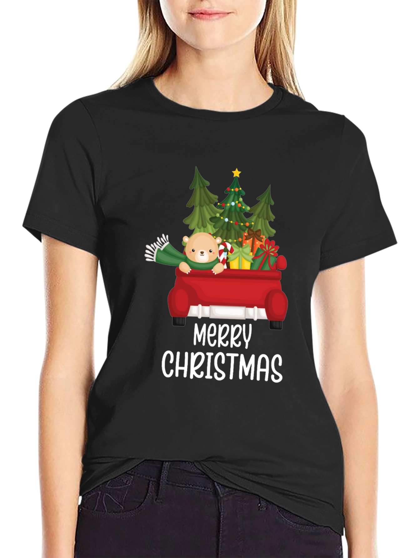 Merry Christmas Teddy Bear Truck T-Shirt