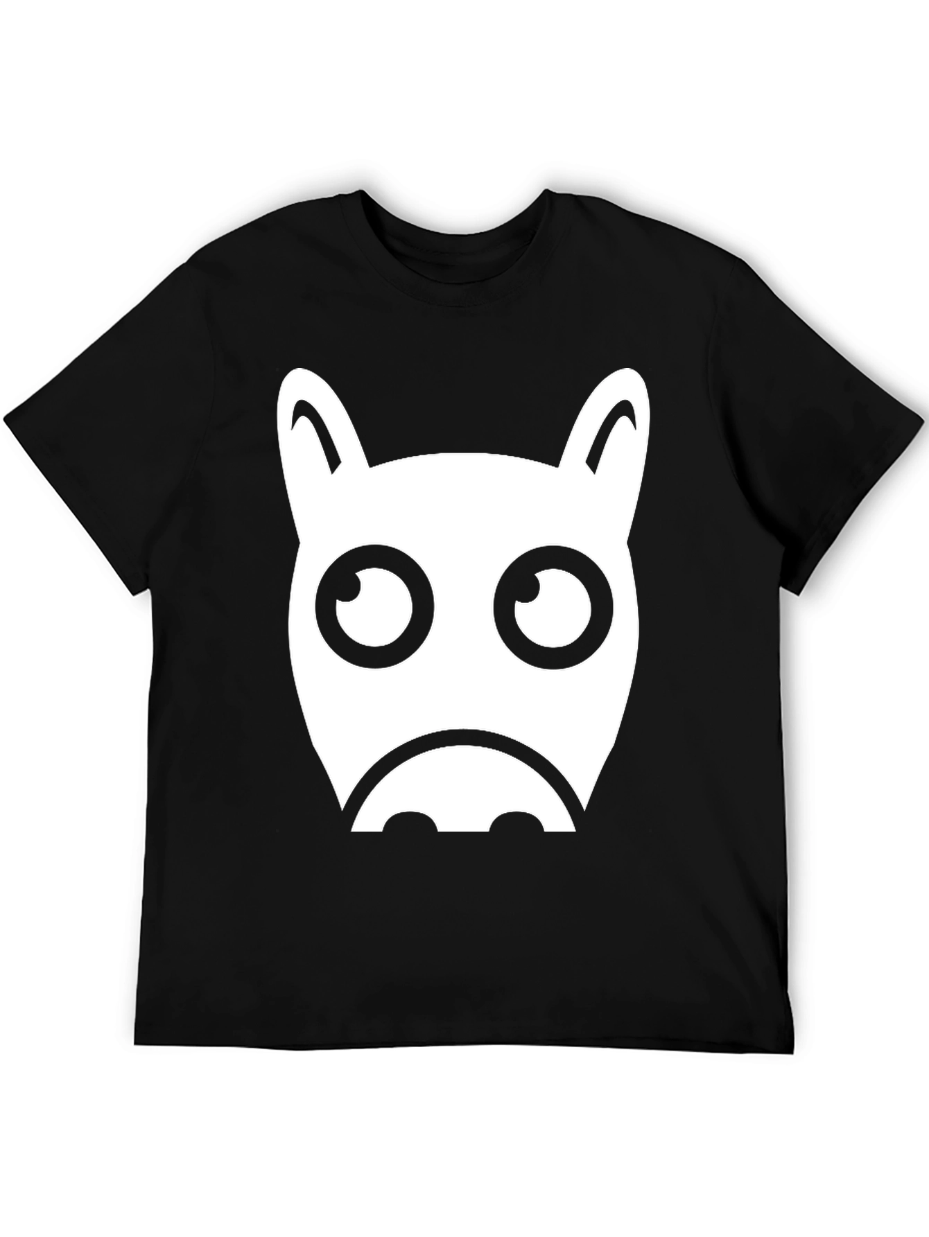 Funny Cartoon Animal Face Graphic Black T-Shirt