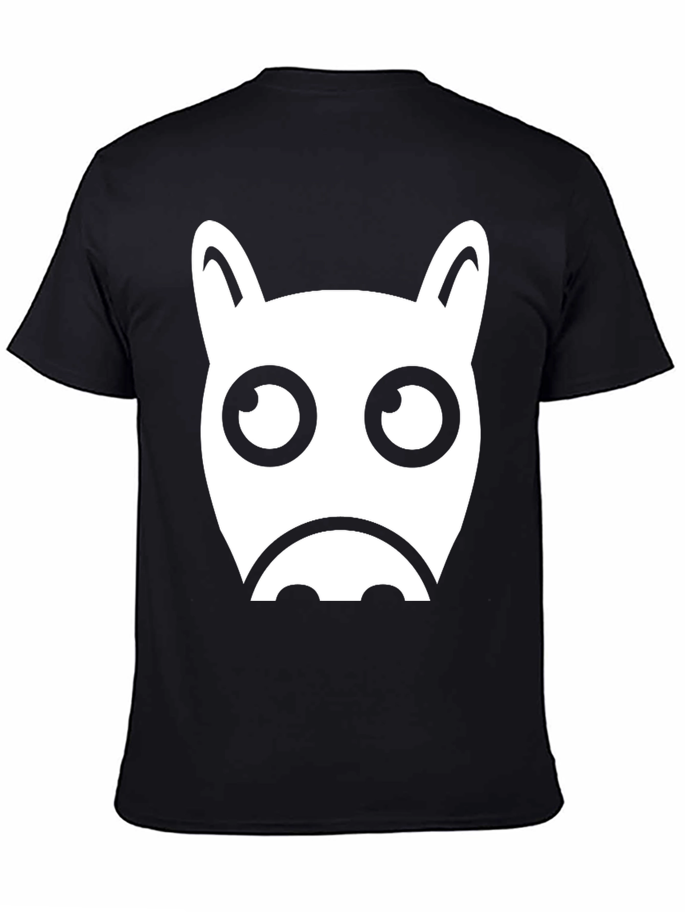 Funny Cartoon Animal Face Graphic Black T-Shirt