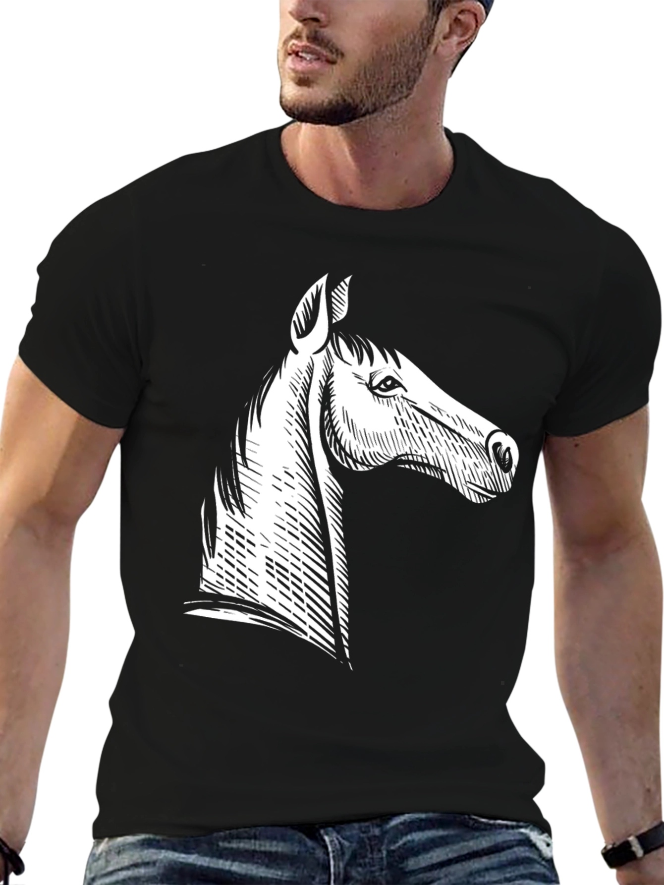 Horse Graphic T-Shirt - Stylish Black Tee