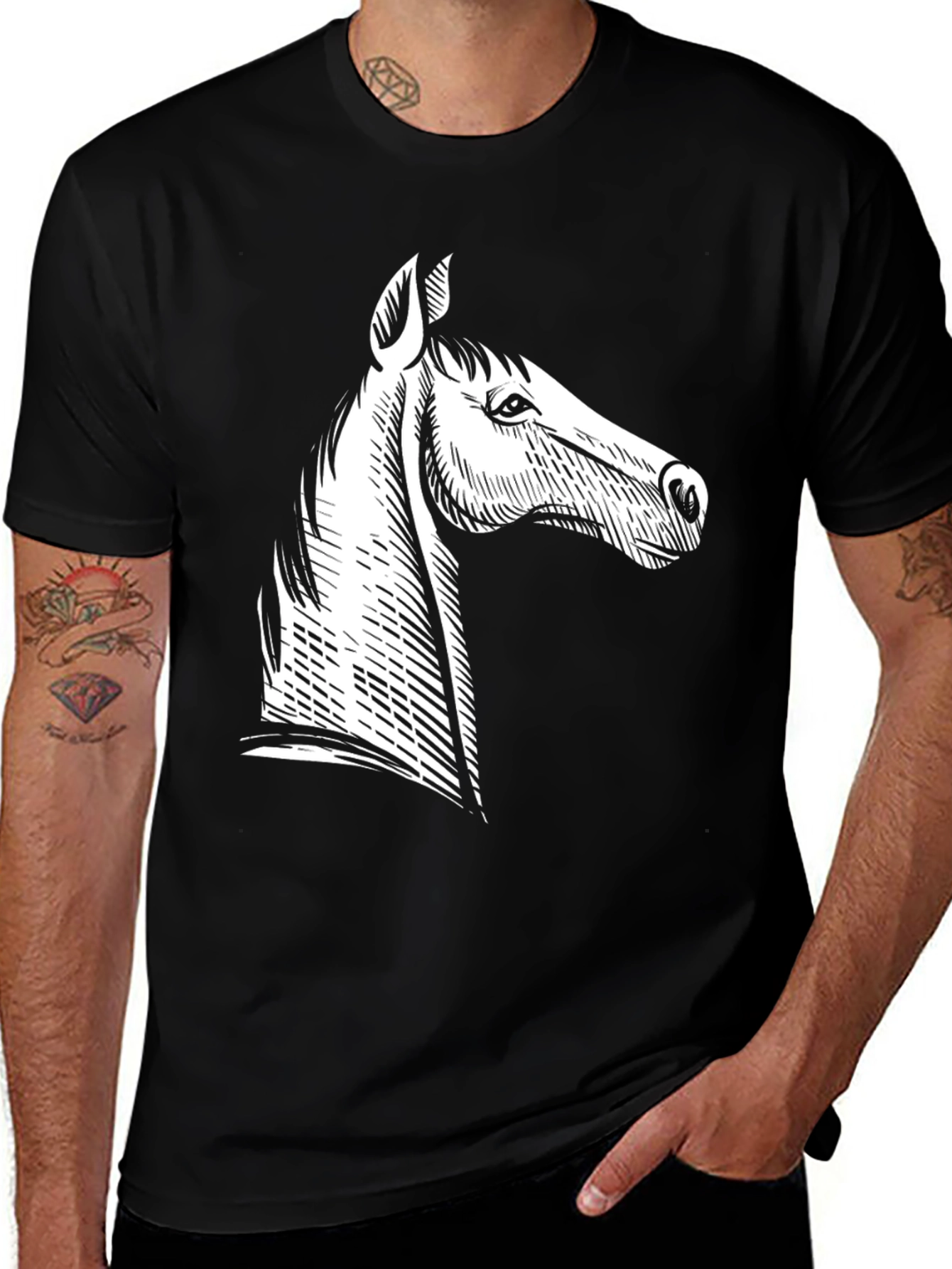Horse Graphic T-Shirt - Stylish Black Tee