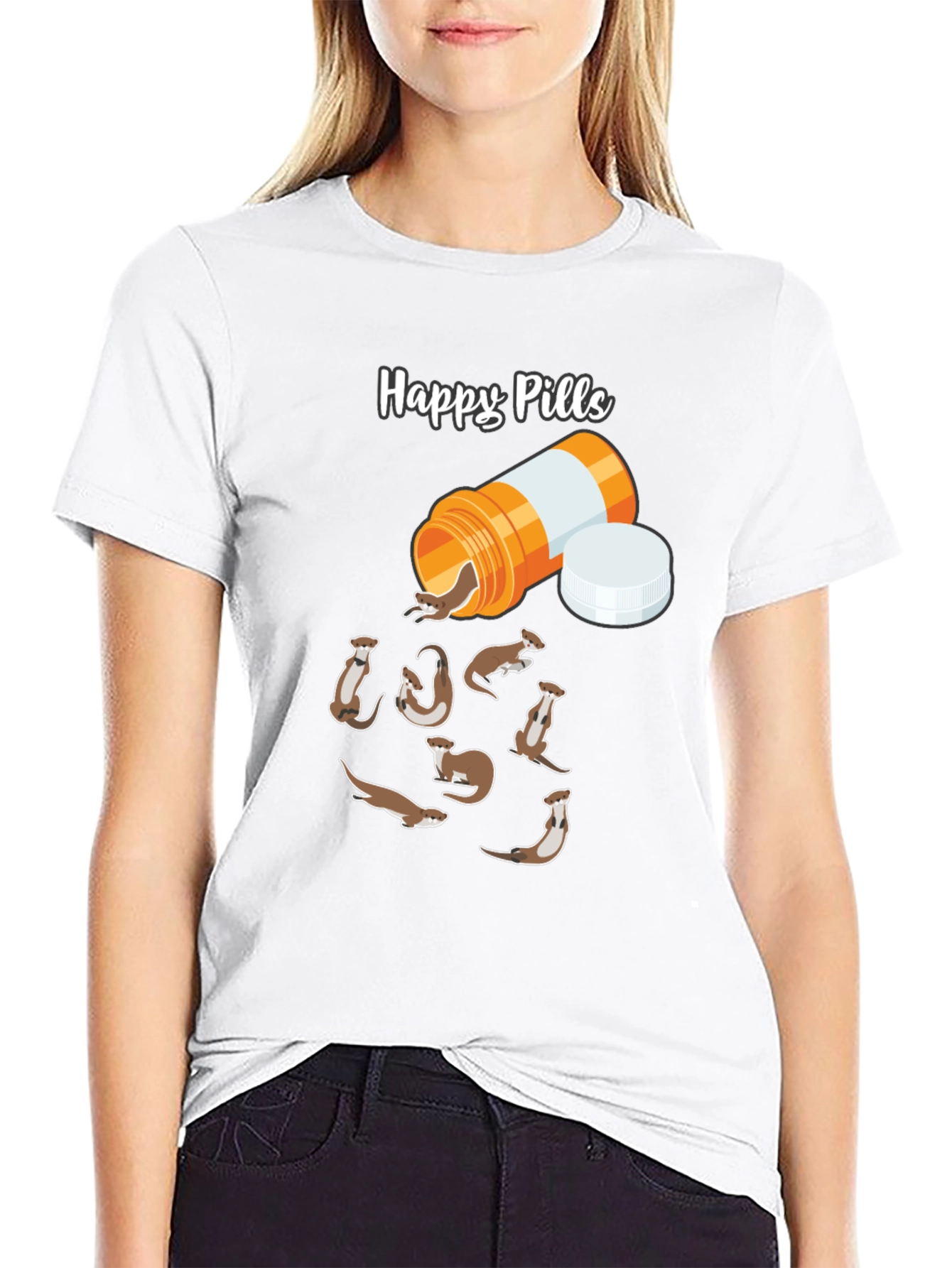 Happy Pills Ferret T-Shirt - Novelty Graphic Tee