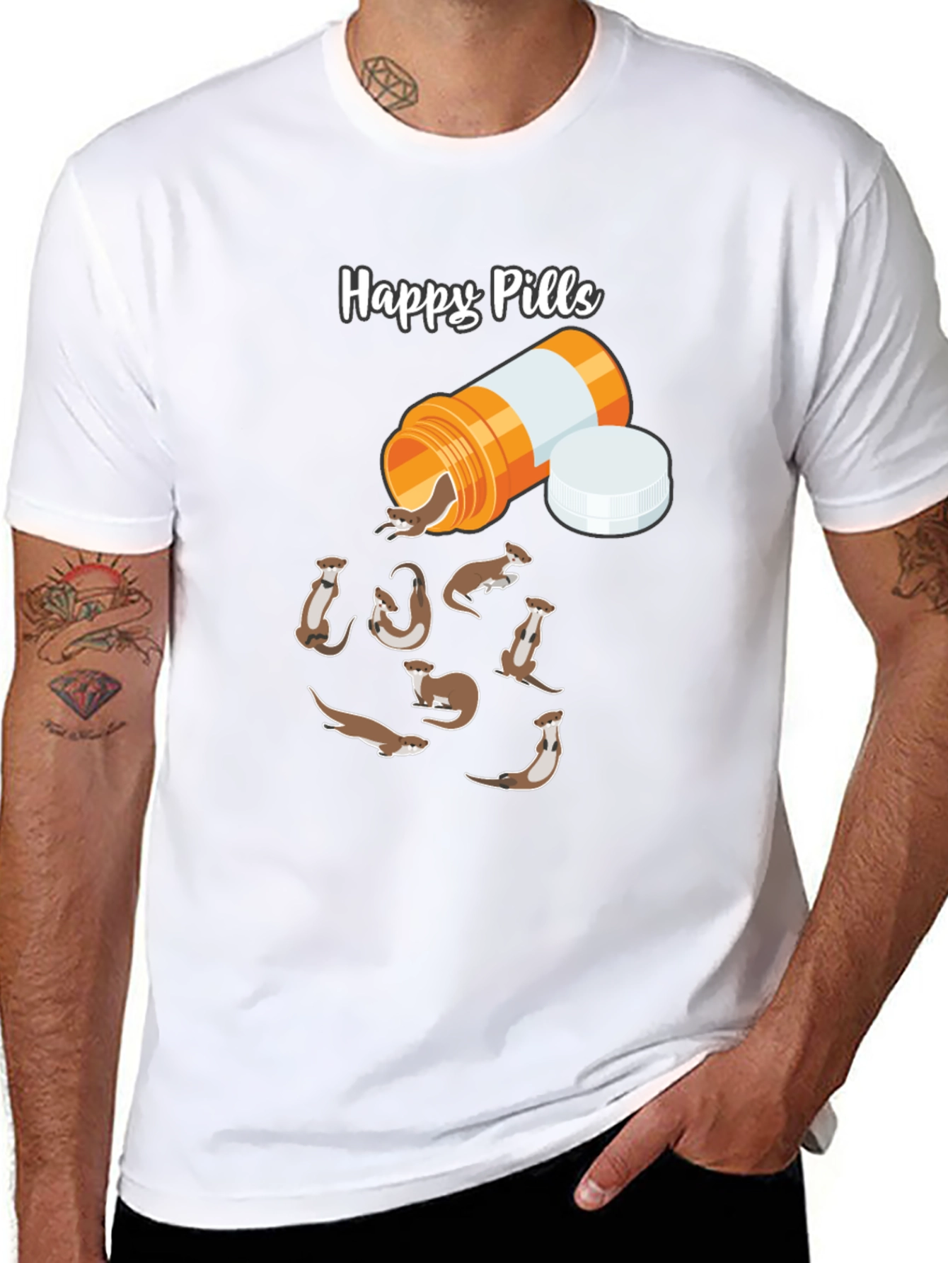 Happy Pills Ferret T-Shirt - Novelty Graphic Tee