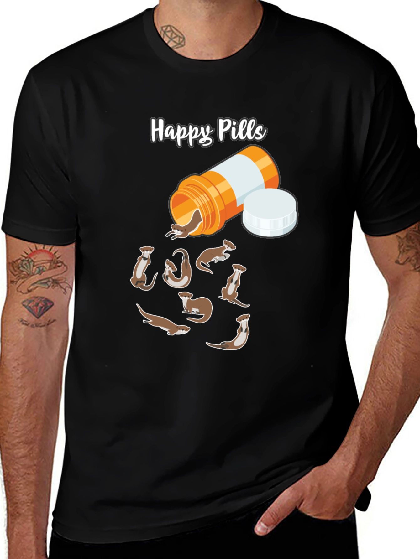 Happy Pills Ferret T-Shirt - Novelty Graphic Tee