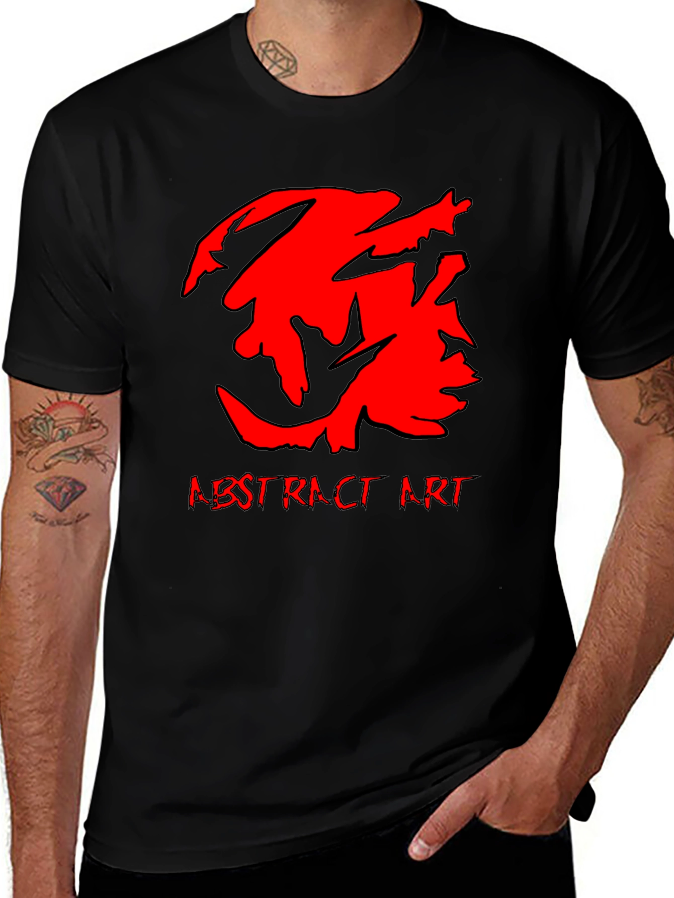 Abstract Art Graphic Tee - Bold Red Design