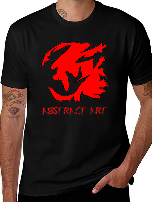 Abstract Art Graphic Tee - Bold Red Design