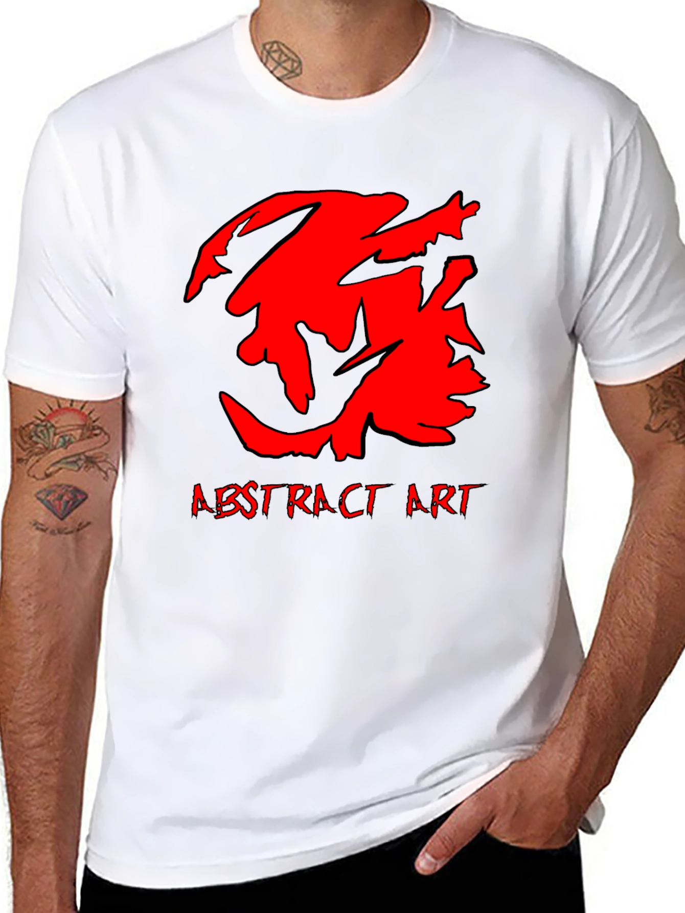 Abstract Art Graphic Tee - Bold Red Design