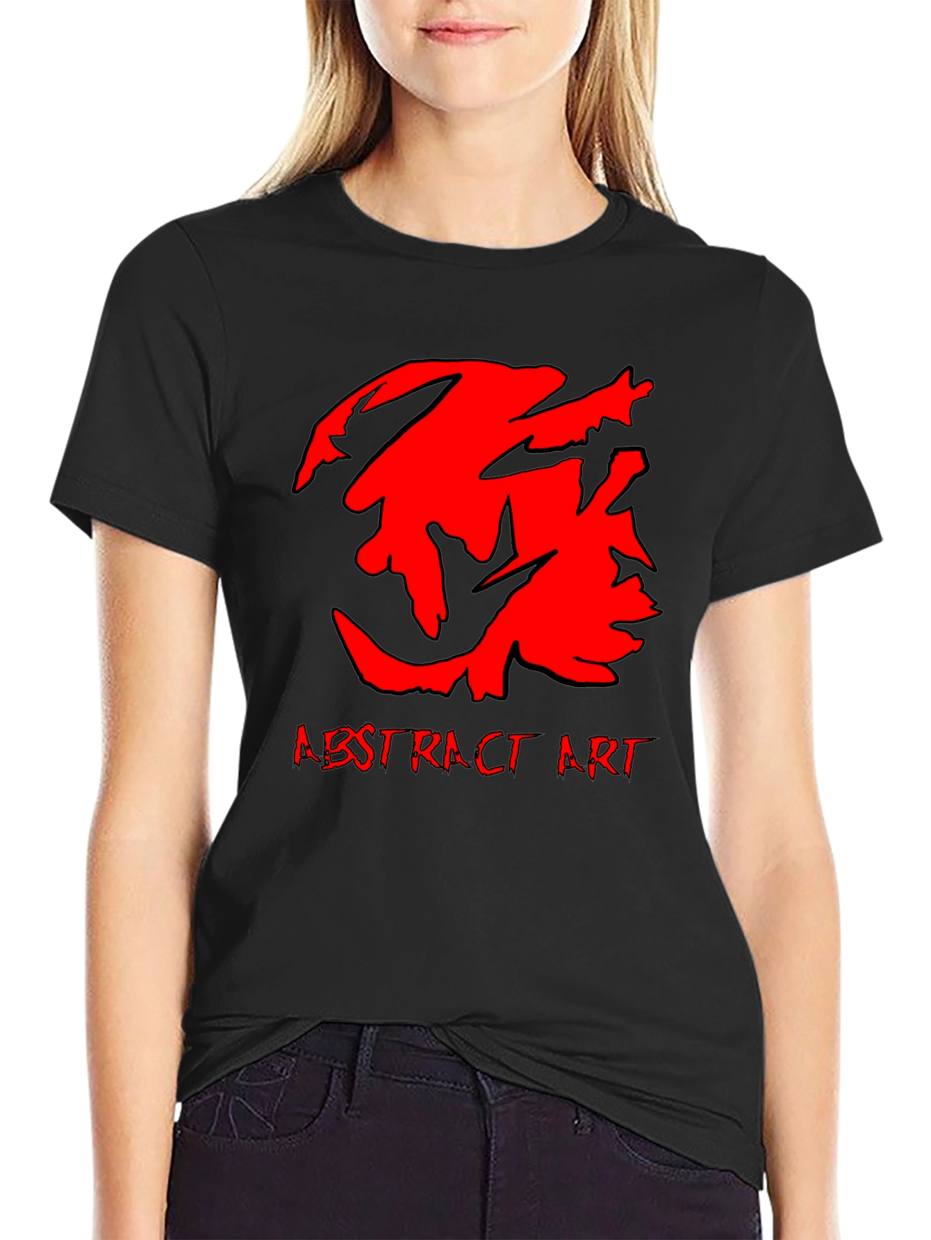 Abstract Art Graphic Tee - Bold Red Design