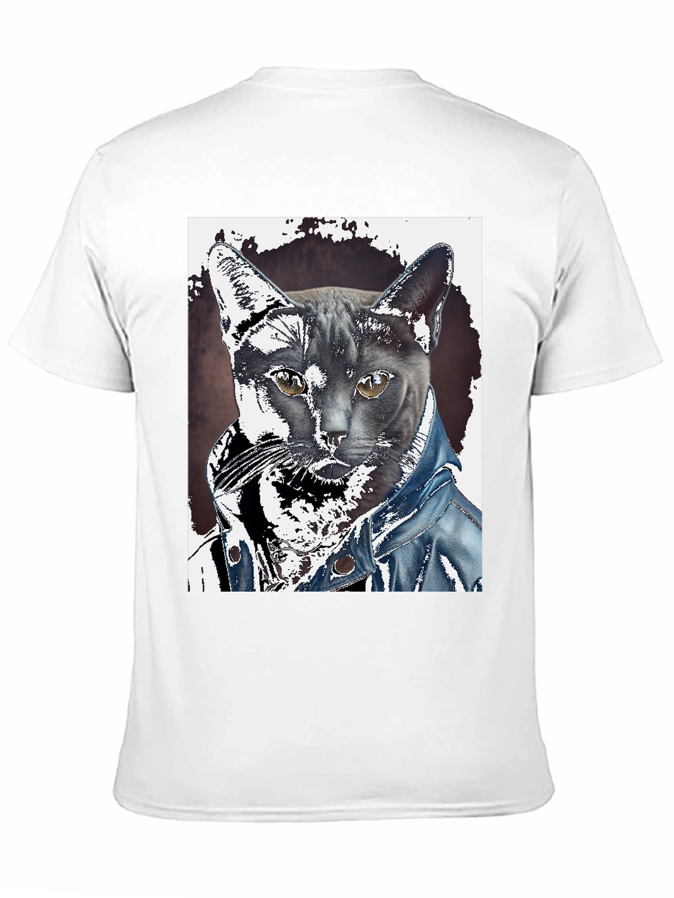 Cat in Denim Jacket Graphic Tee - Unique Print