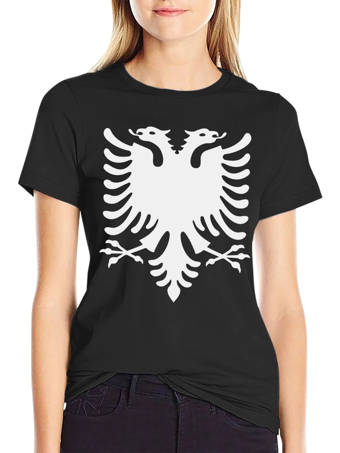 Albanian Eagle Graphic Tee - Classic Black Cotton Shirt