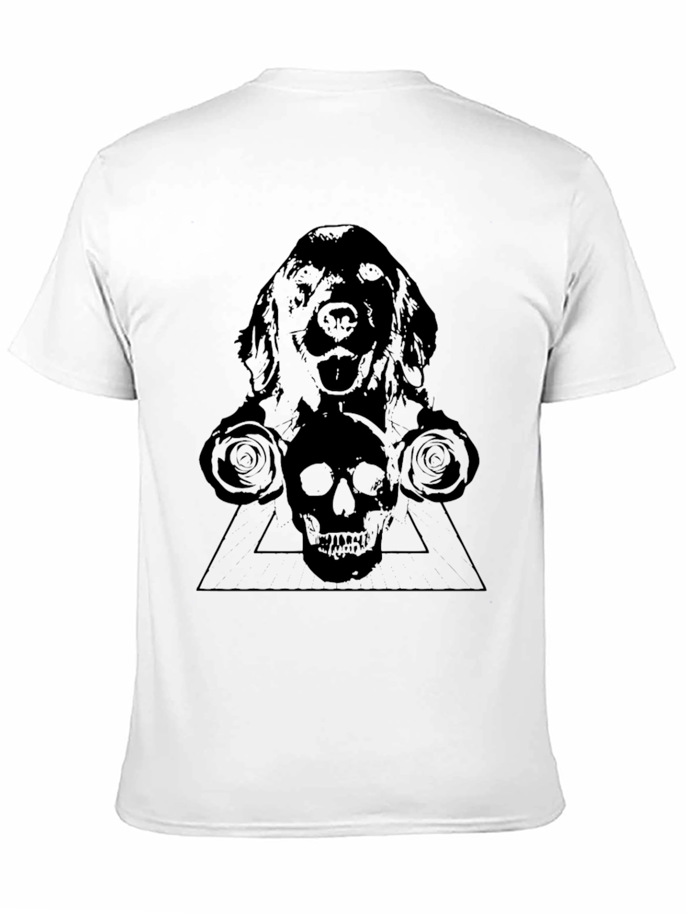 Mens Black Dog and Skull Graphic T-Shirt