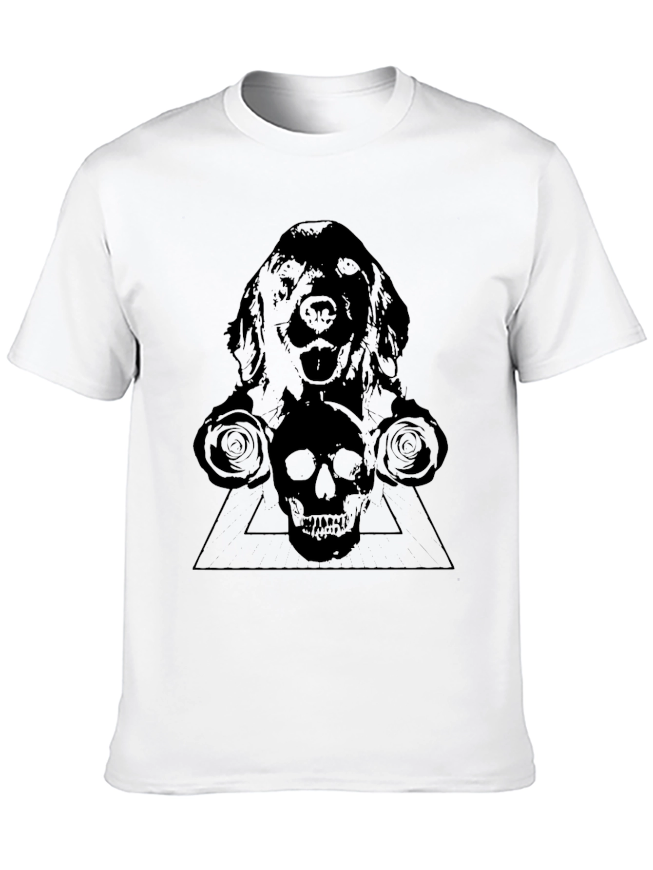 Mens Black Dog and Skull Graphic T-Shirt