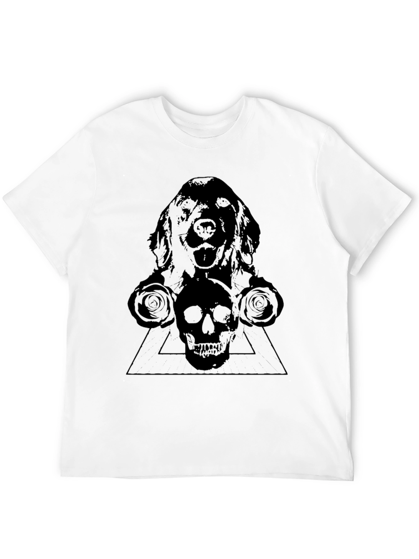 Mens Black Dog and Skull Graphic T-Shirt