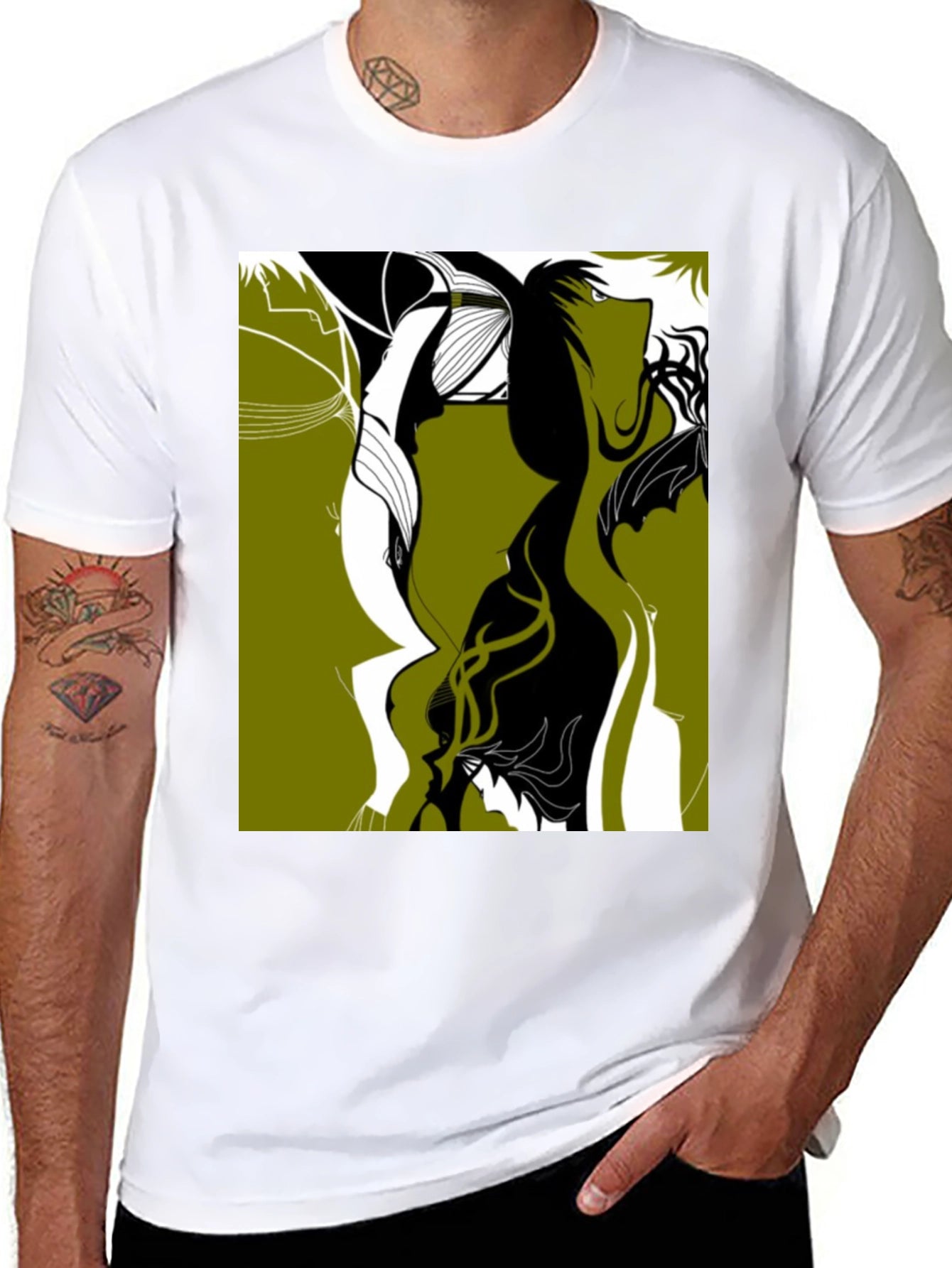 Abstract Graphic Tee - Stylish Black T-Shirt