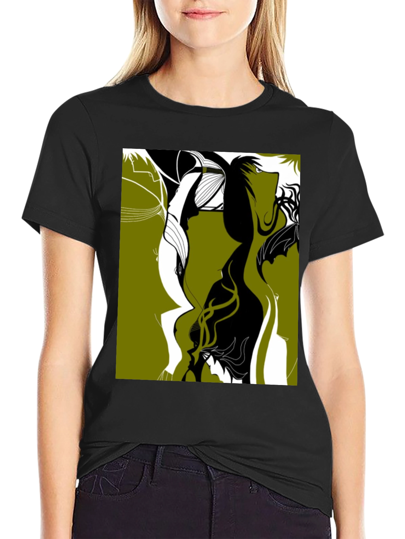 Abstract Graphic Tee - Stylish Black T-Shirt