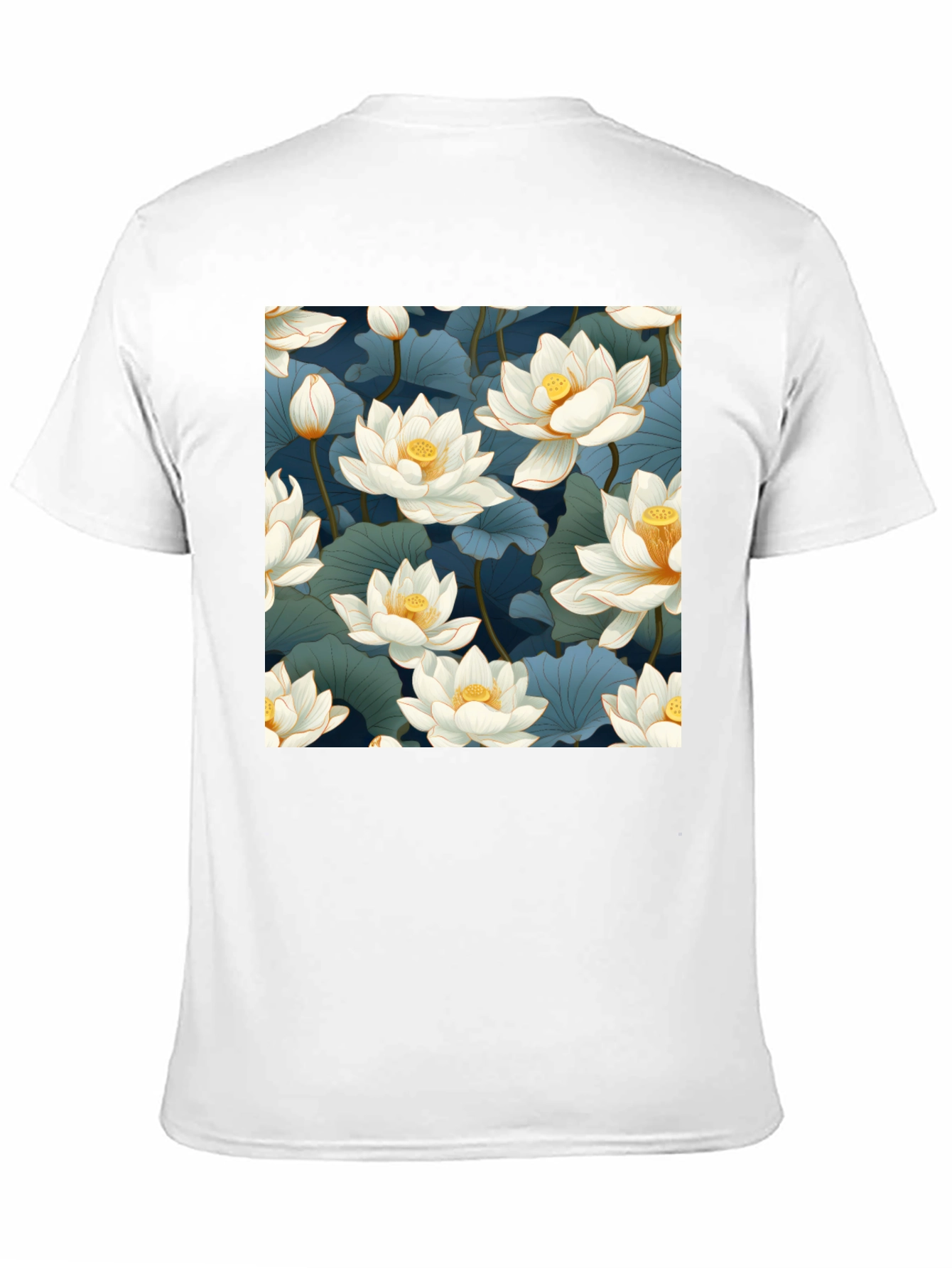 Lotus Print Black T-Shirt