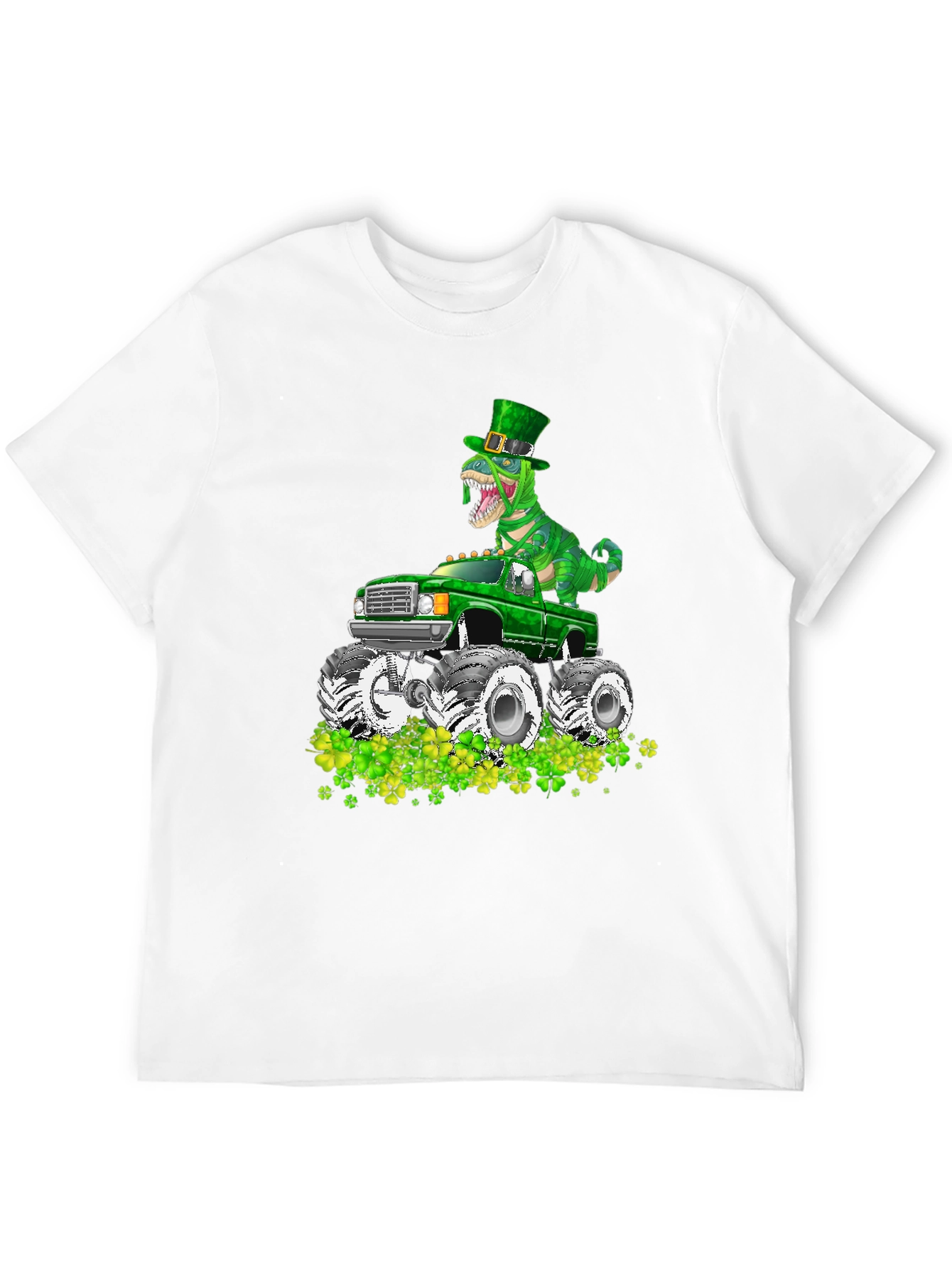 St Patricks Day Dinosaur Monster Truck T-Shirt
