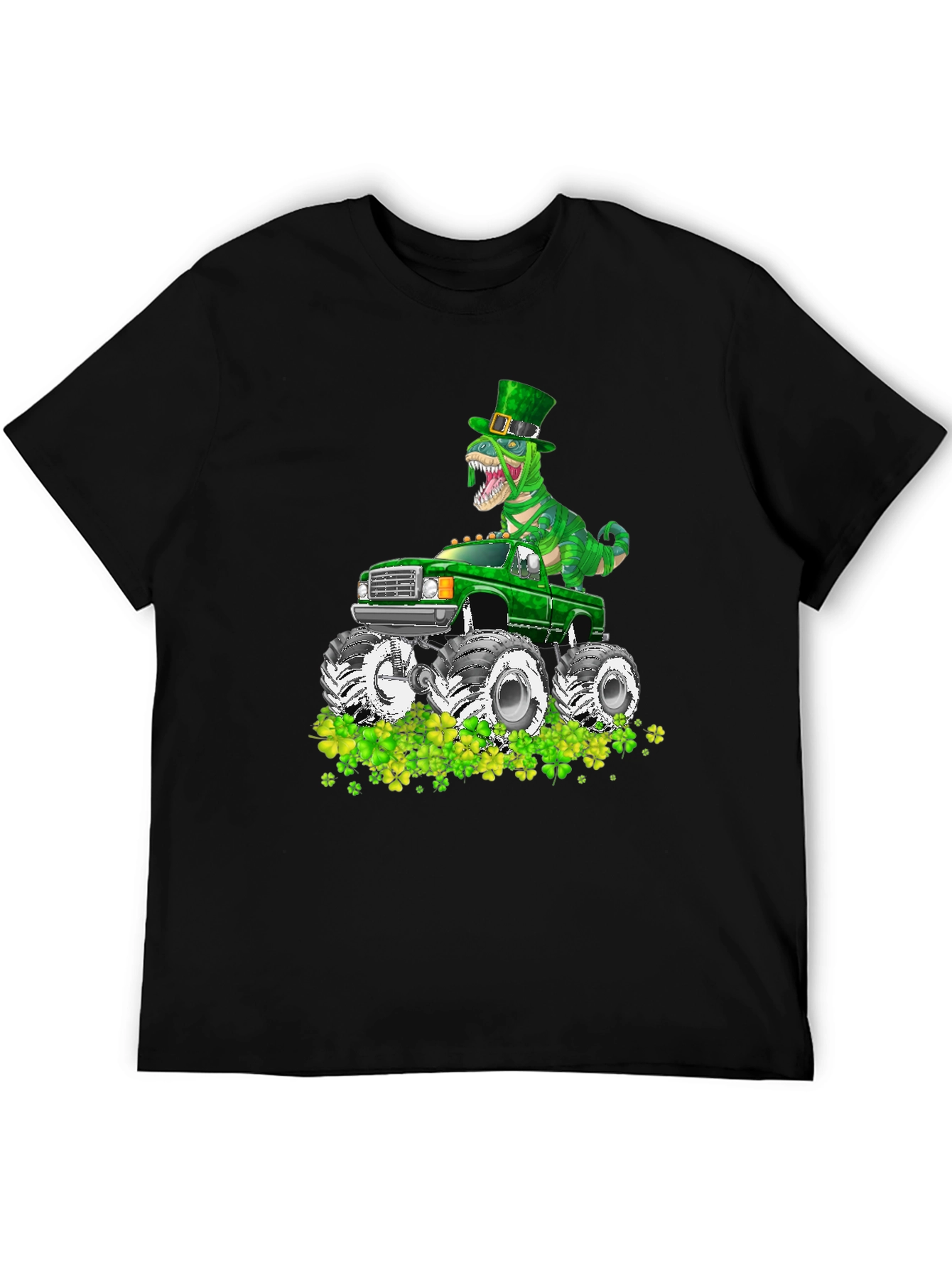 St Patricks Day Dinosaur Monster Truck T-Shirt